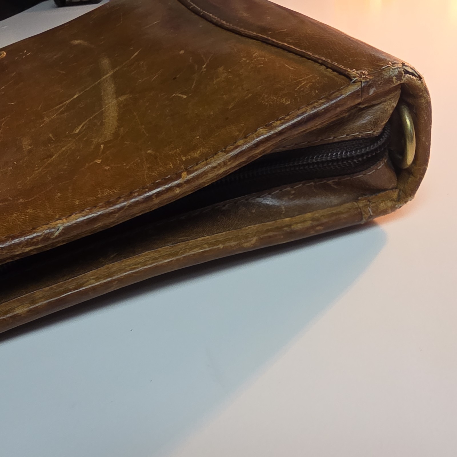 Franklin Covey Riverwood Leather PadFolio Distressed Warm Brown USA