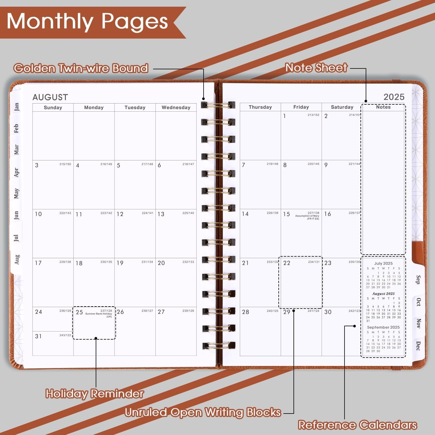 Planner 2025 – Weekly & Monthly 2025 Planner with Twin-Wire Binding, JAN 2025 –