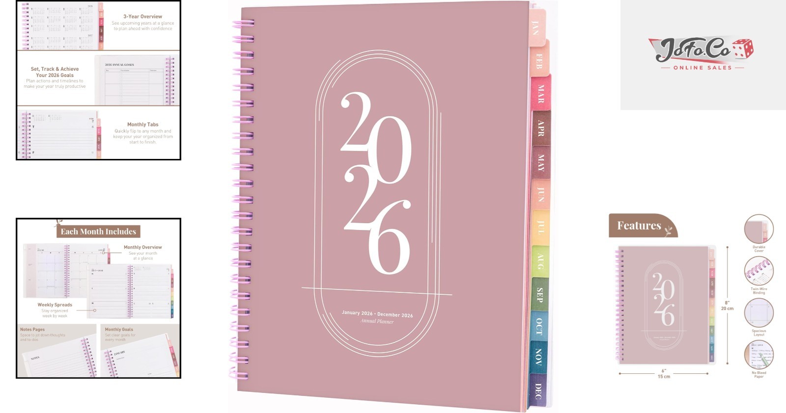 Elegant 2026 Planner for Students & Teachers: Monthly, Weekly, Daily Views