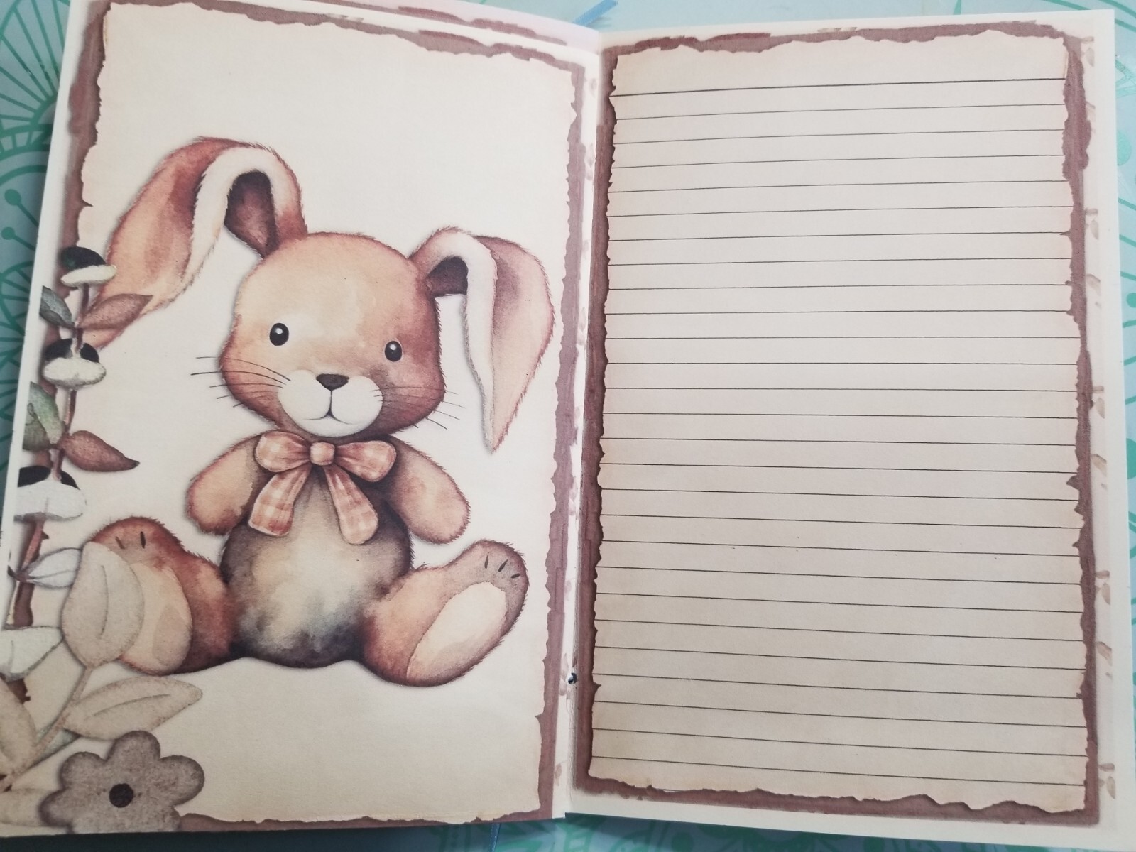 Junk Journal Blank Booklet “BABY BOY” HANDMADE Baby Album, LG 8.5″x5.5″ 40pgs
