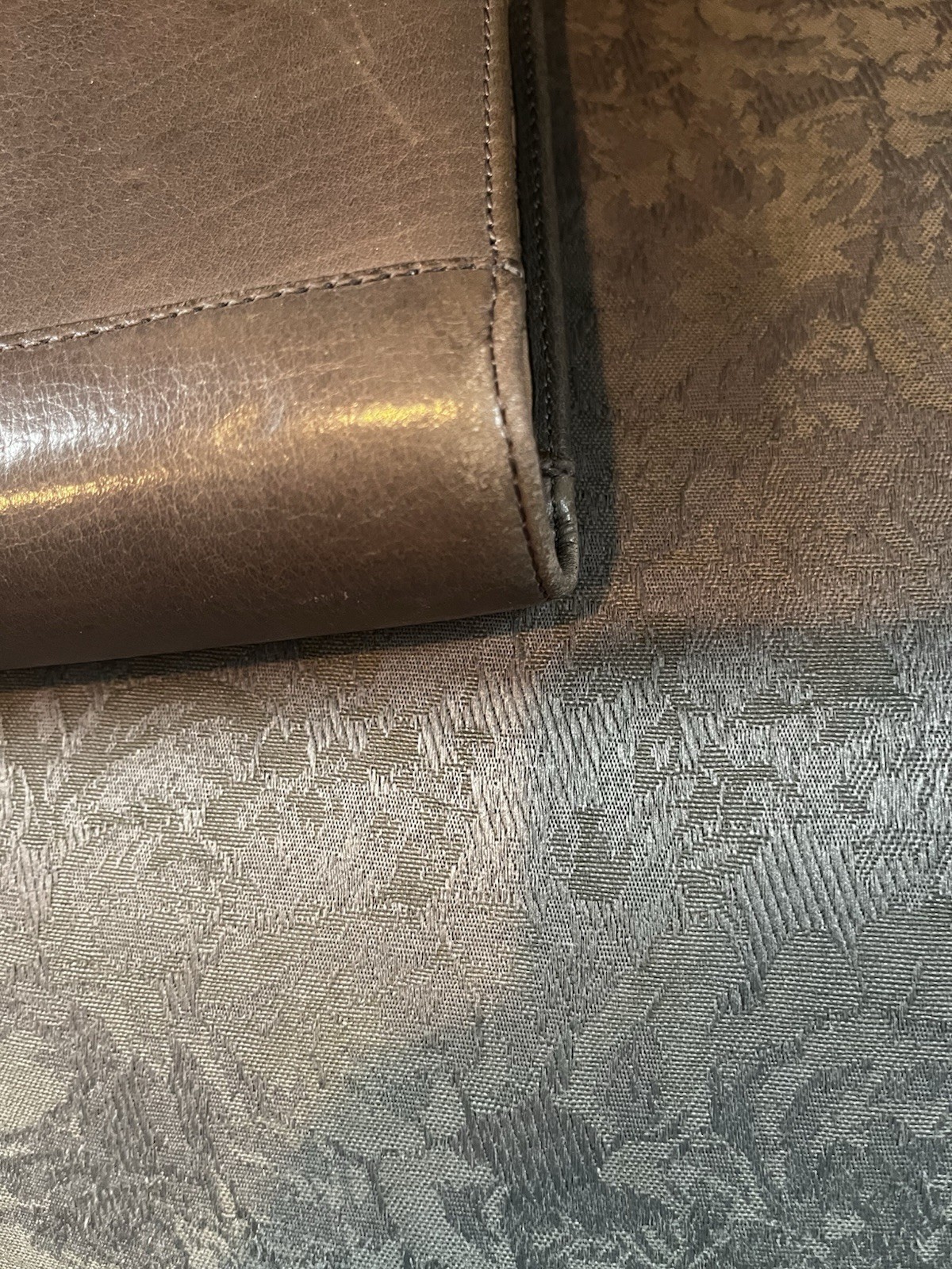 Franklin Covey Compact Brown/Grey Genuine Leather Binder Snap Closure