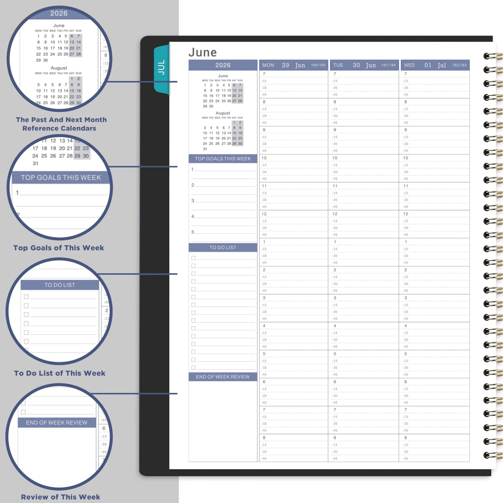 2026-2027 Weekly Appointment Book – Daily Hourly Planner 8.4″ x 10.6″, Black