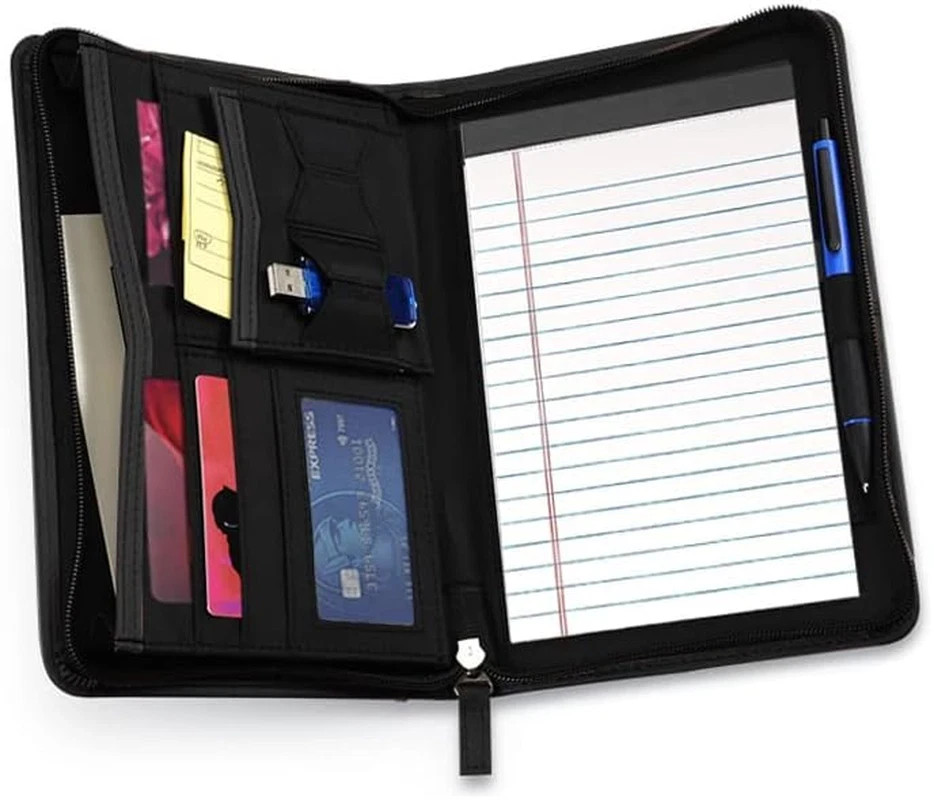 Junior Business Padfolio – A5 PU Leather Portfolio Binder & Zippered Binder Fold