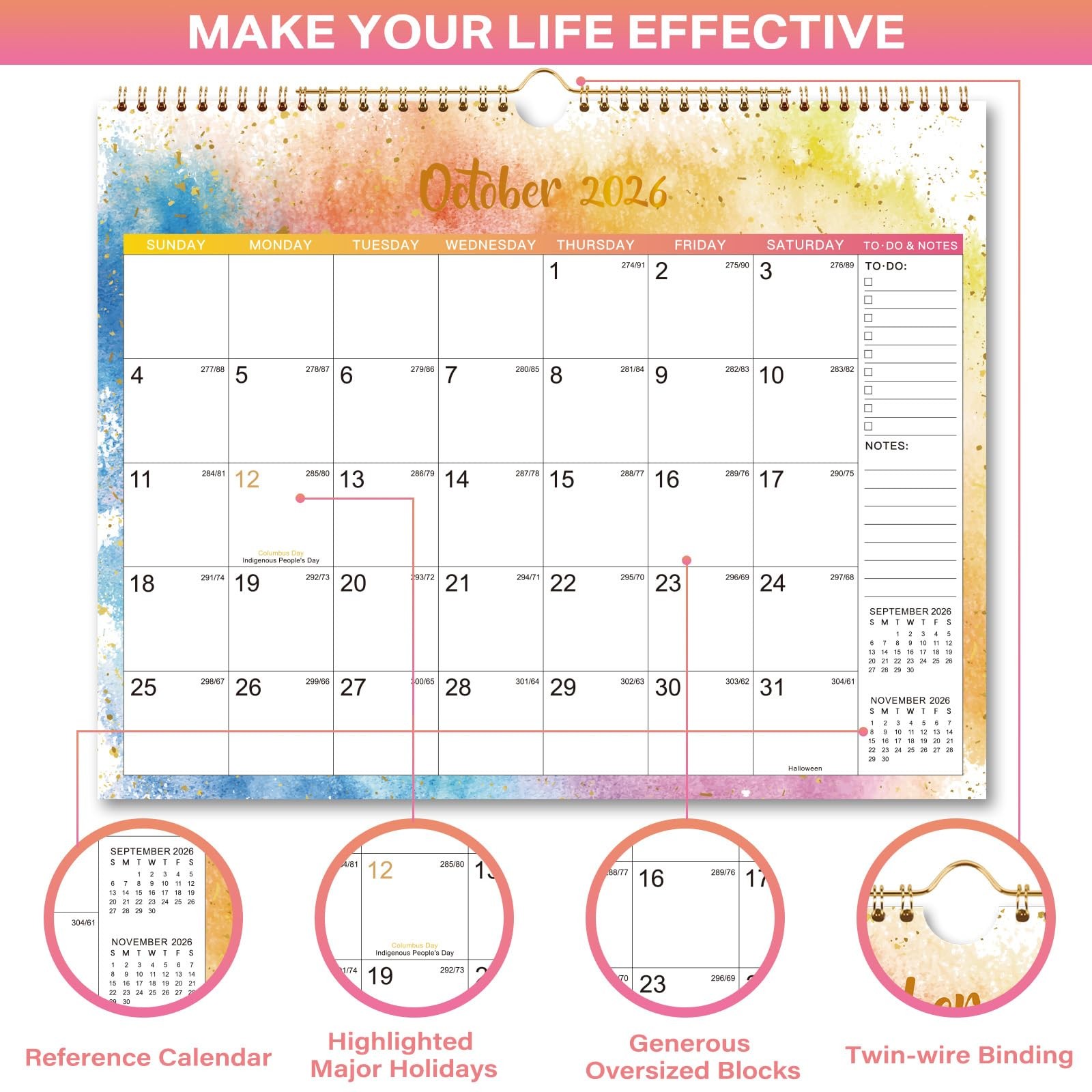Wall Calendar 2026-2027 – Calendar, JUL 2026 – 14.8″ x 11.5″, white