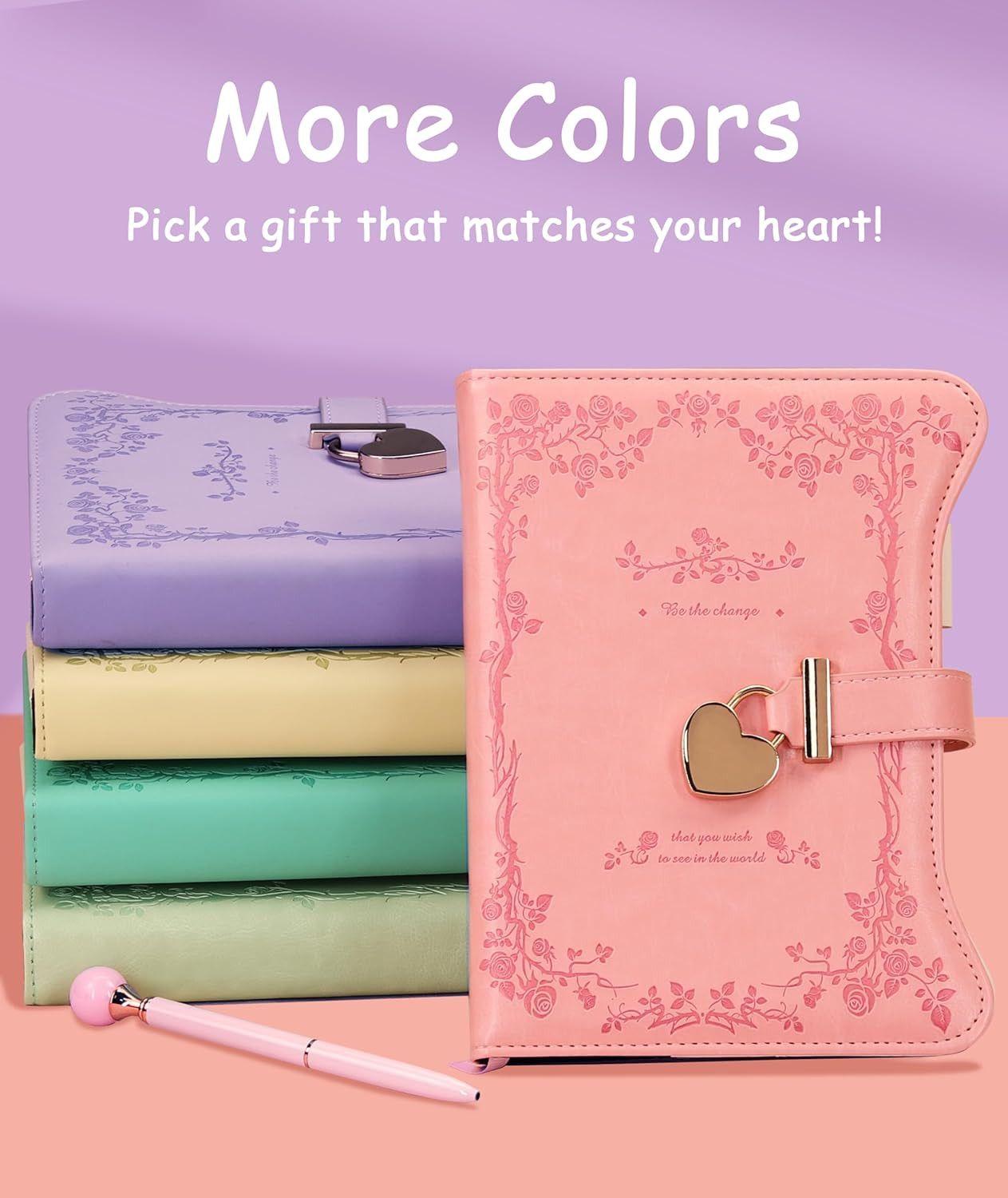 Diary with Lock and Keys for Girls Gift Ideas 360 Gold Edged Pages Journal Pink