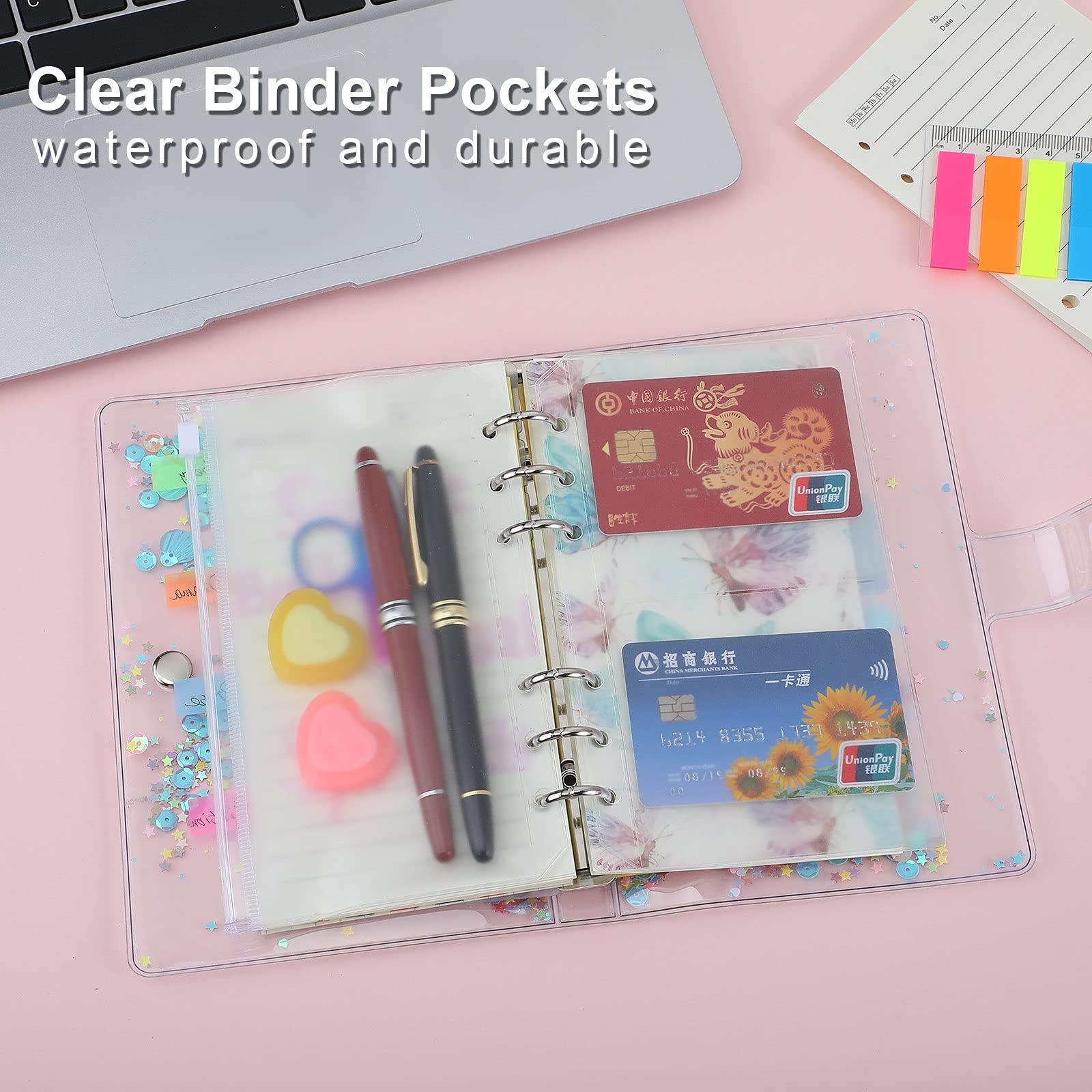 A6 Refill Paper set, 6 Plastic Binder inserts, 2 A6 Lined Refill Paper, 2 Bin…