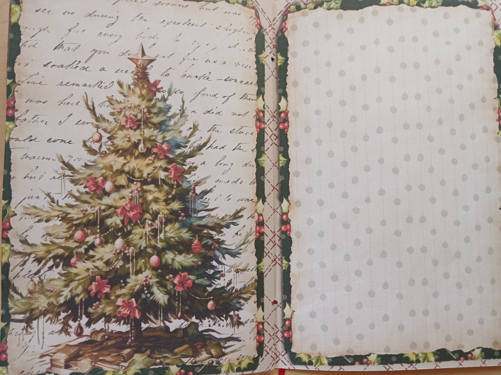 Junk Journal Blank Booklet “HOLLY JOLLY CHRISTMAS ” Lg 8.5″x5.5″ 40pgs