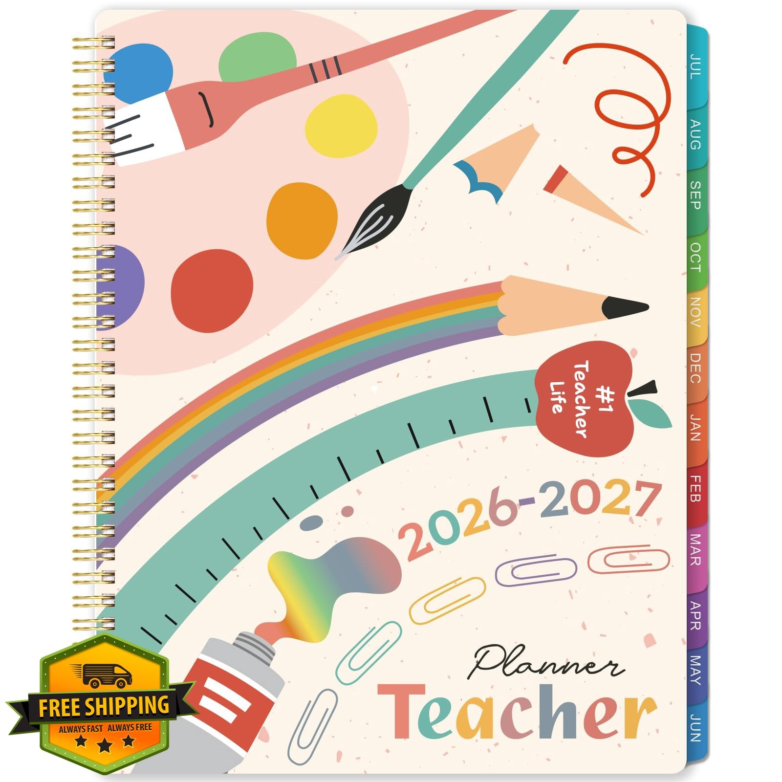 Lemome Teacher Planner 2026-2027 8.5×11 Colorful Tabs