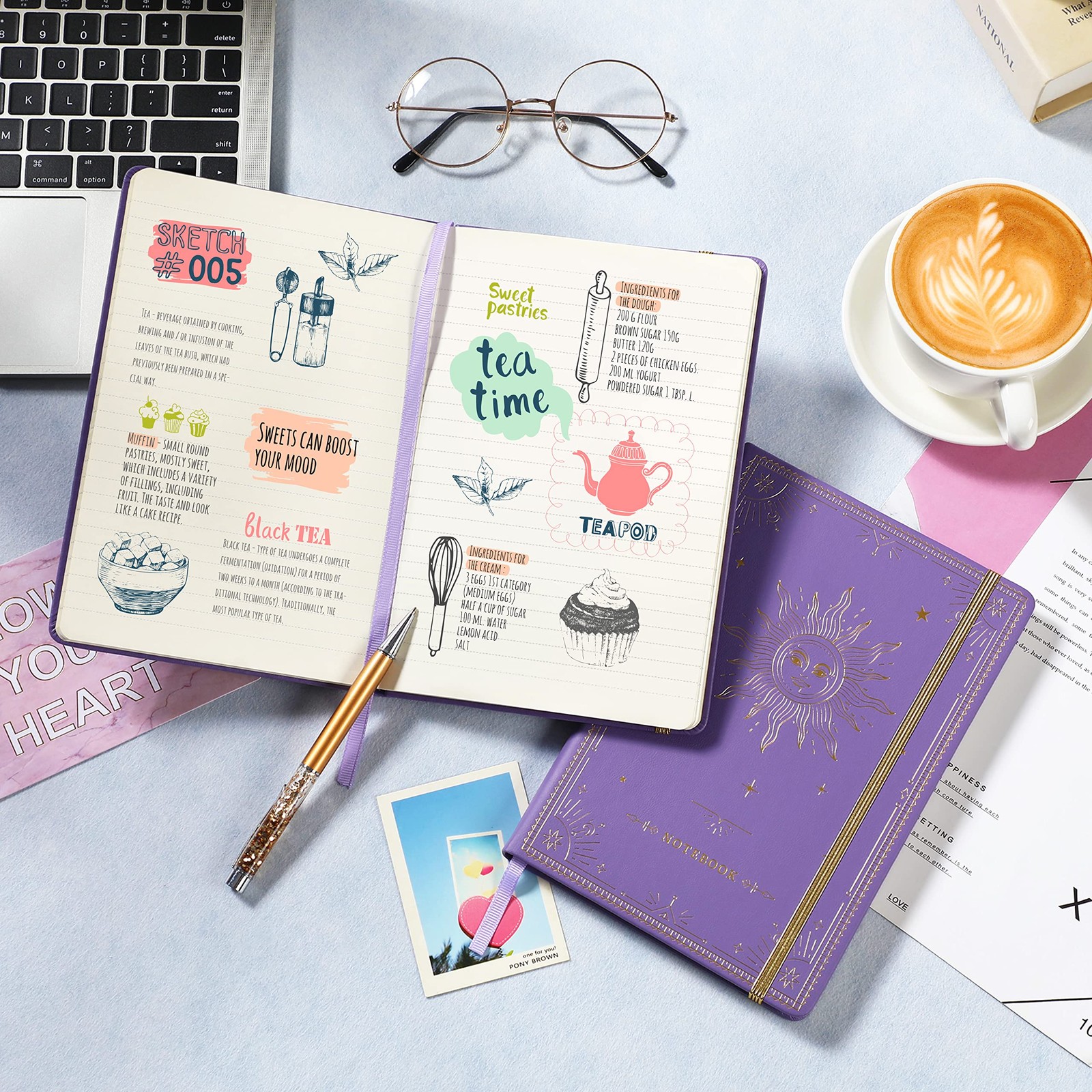 Artfan Ruled Notebook/Journal – Premium Thick Paper Faux Leather Purple1