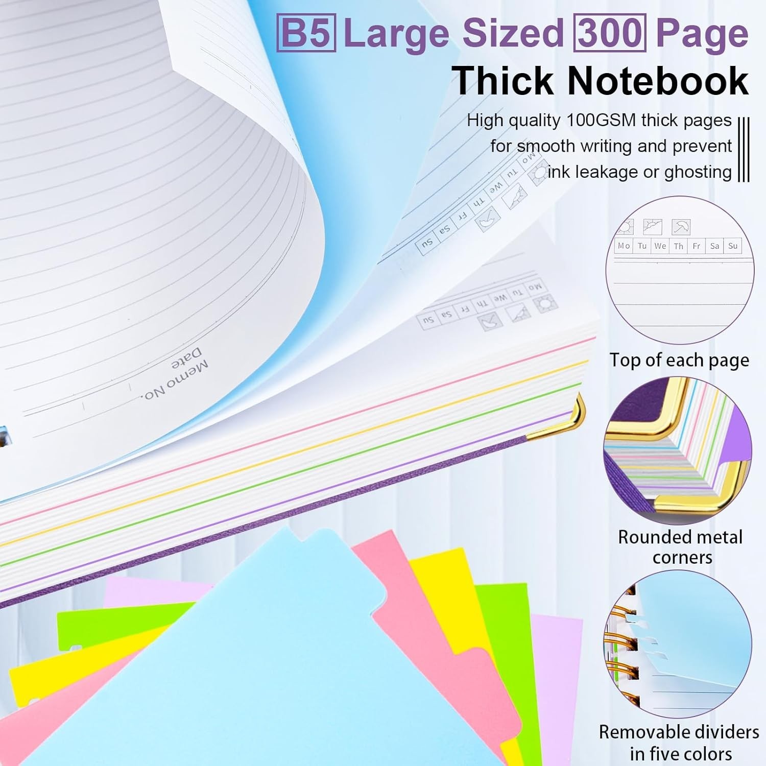 Hardcover Spiral Notebook 8″x10″ Journal Notebook with Tabs and Removable Div…