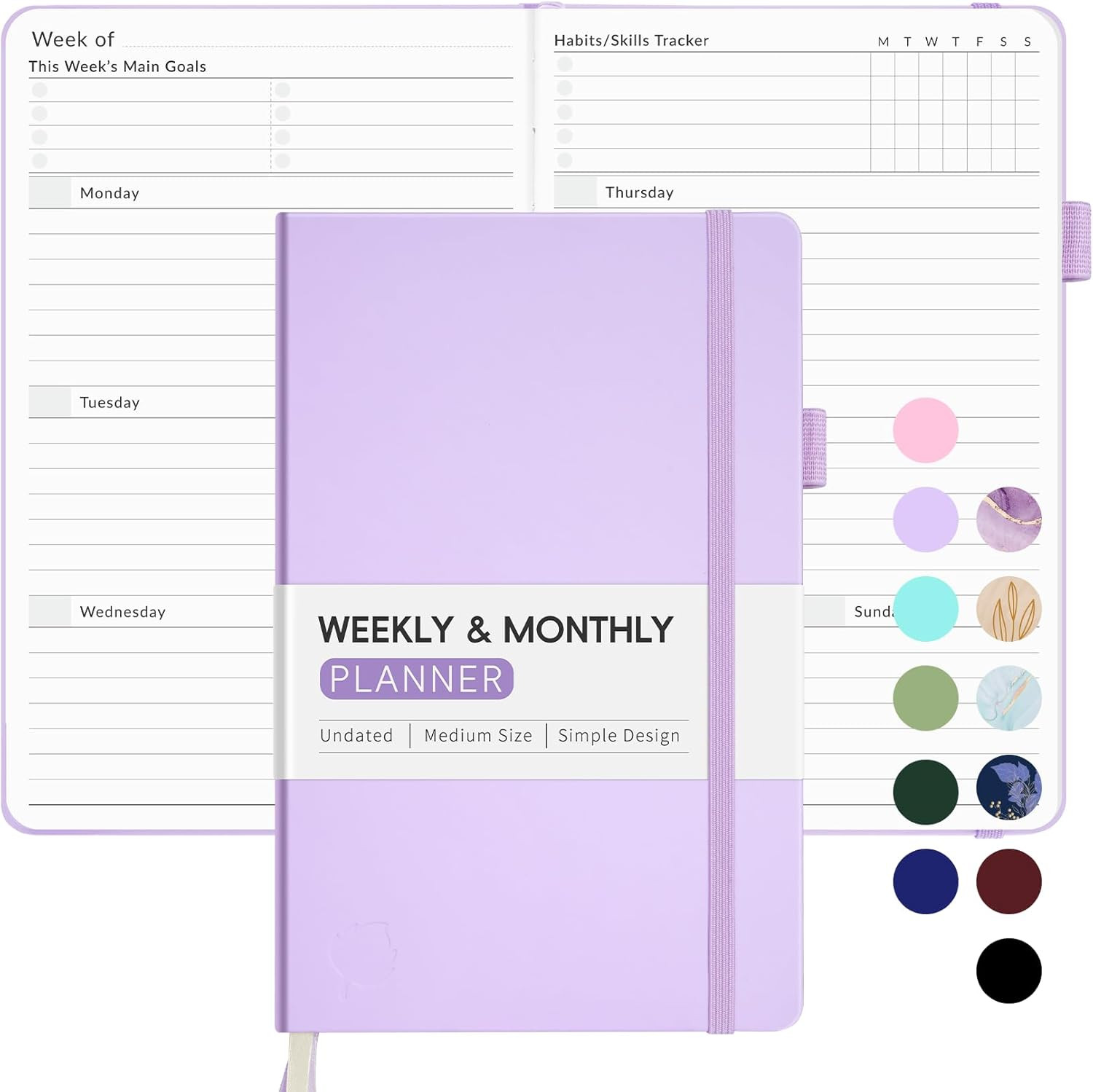 Undated Weekly Planner for 2025, Simplified Weekly & Monthly Calendar Planner,