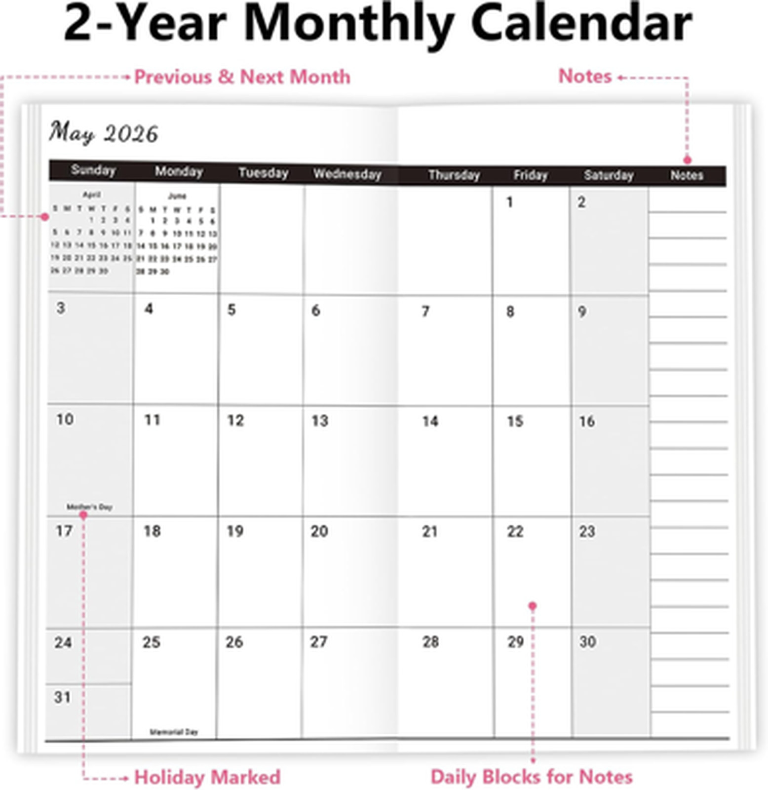 2026 2027 Pocket Calendar for Purse Two-Year Monthly Planner Compact Mini