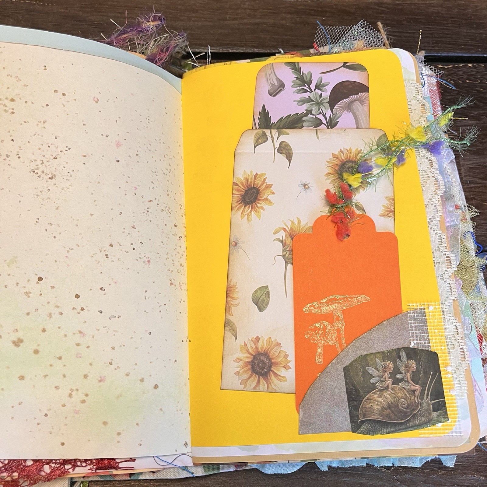 Gnome Sunflower Themed Junk Journal Woodland Nature Softcover 3 Signatures