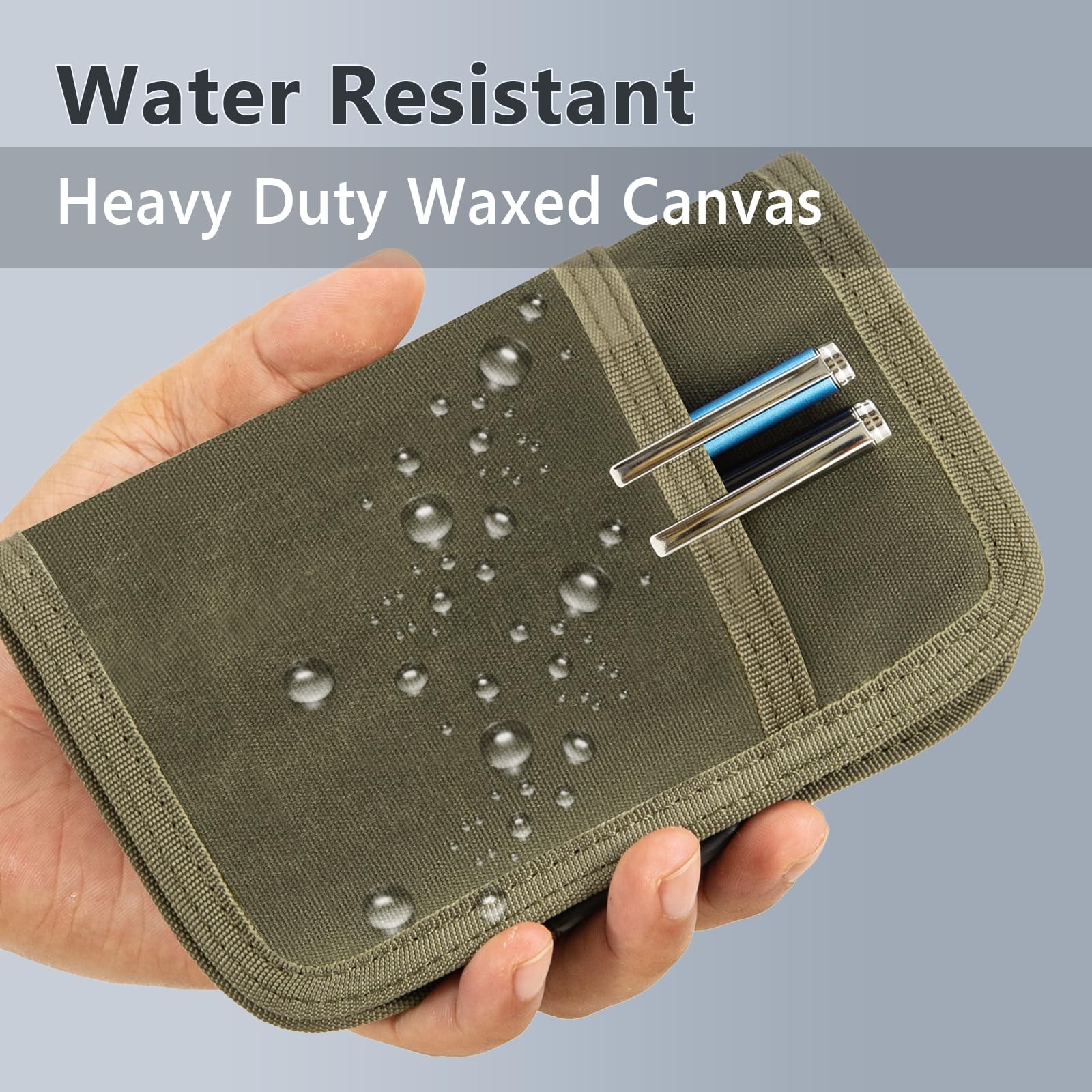 Waxed Canvas Field Notes Cover: Water-Resistant Journal, Pen Holder & Wallet