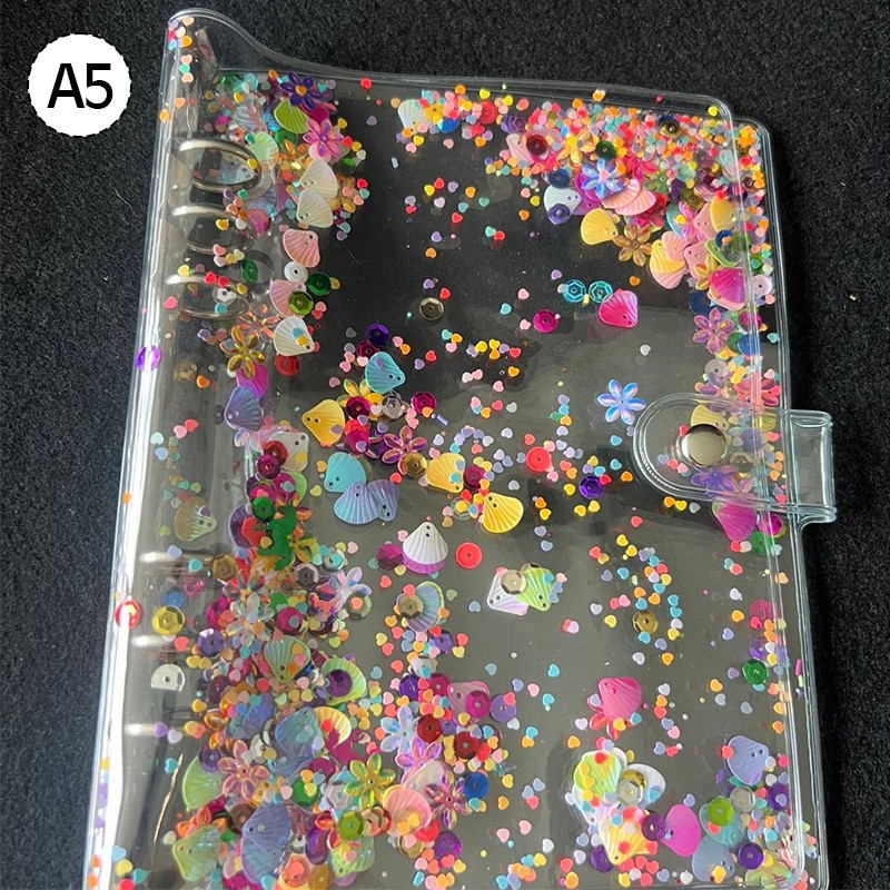A5/A6 Glitter Loose Leaf Binder Cover PVC Notebook Planner Photo Album Shell