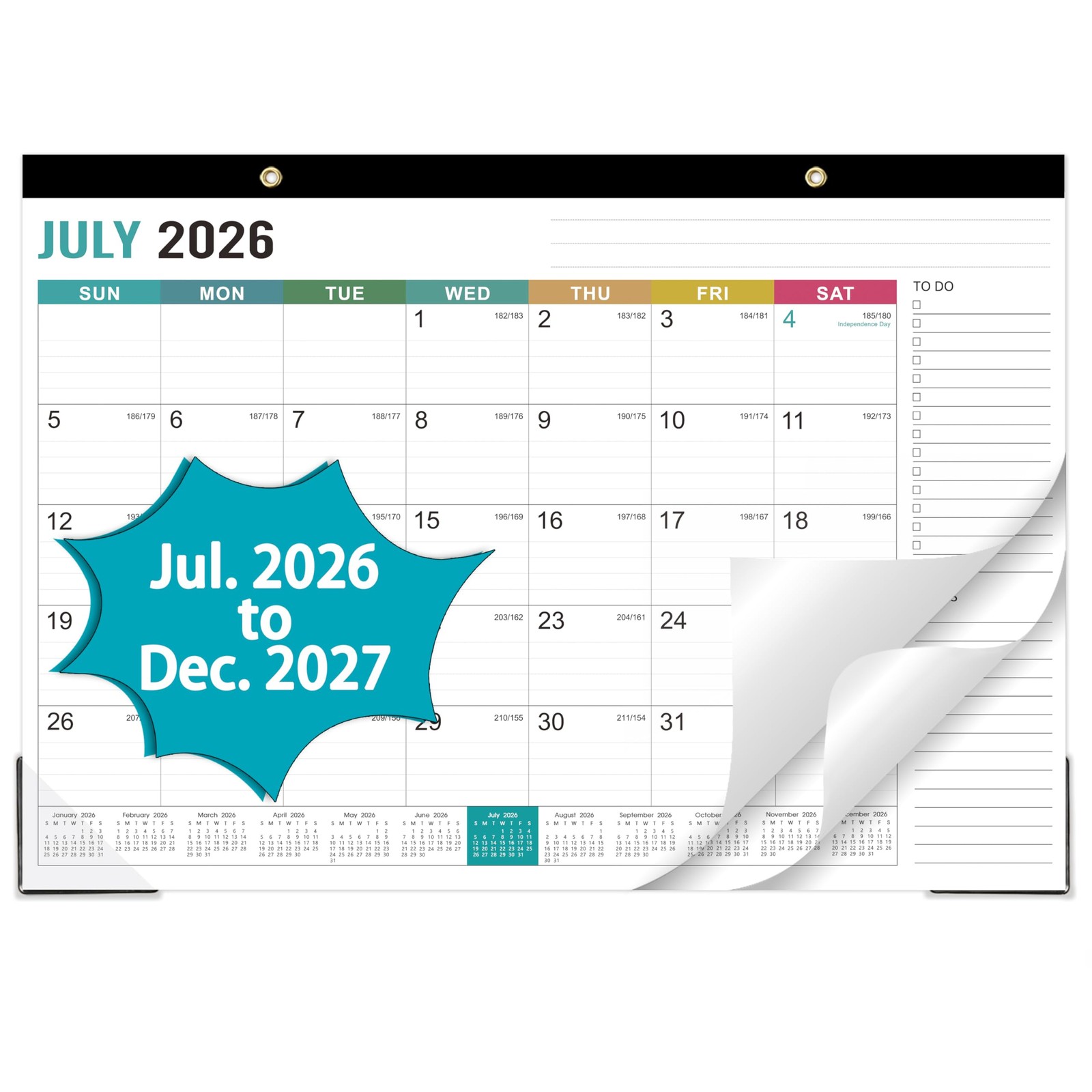 Desk Calendar 2026-2027 – Calendar, July 2026 – multicolored