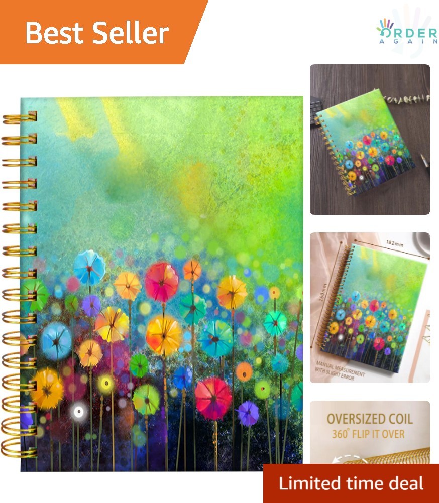 Spiral Notebook Twin-Wire Binding A5 Watercolor Floral for School Office Home