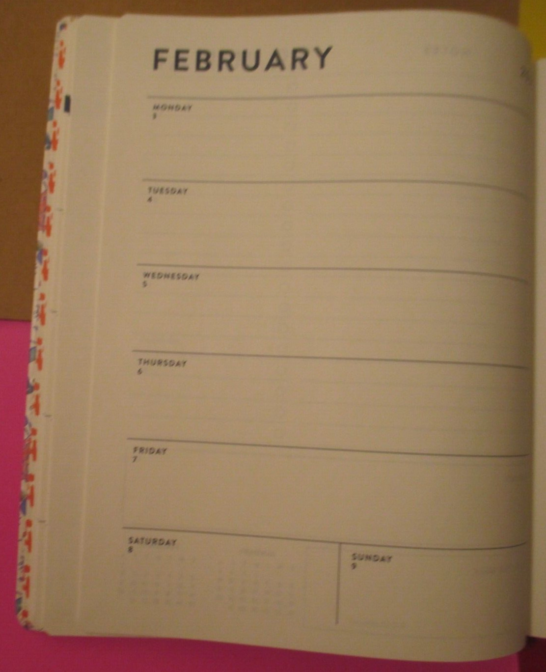 2025 Jan – Dec Weekly & Monthly NOTEs To DO 10X8″ PLANNER – PINK FLOWERs ECCOLO