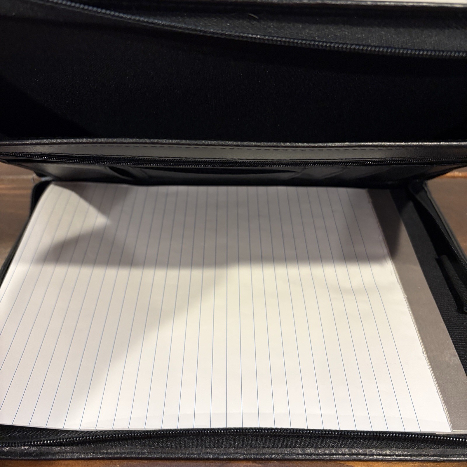 Zippered Padfolio Letter Portfolio Executive Organizer Universal Black Leather