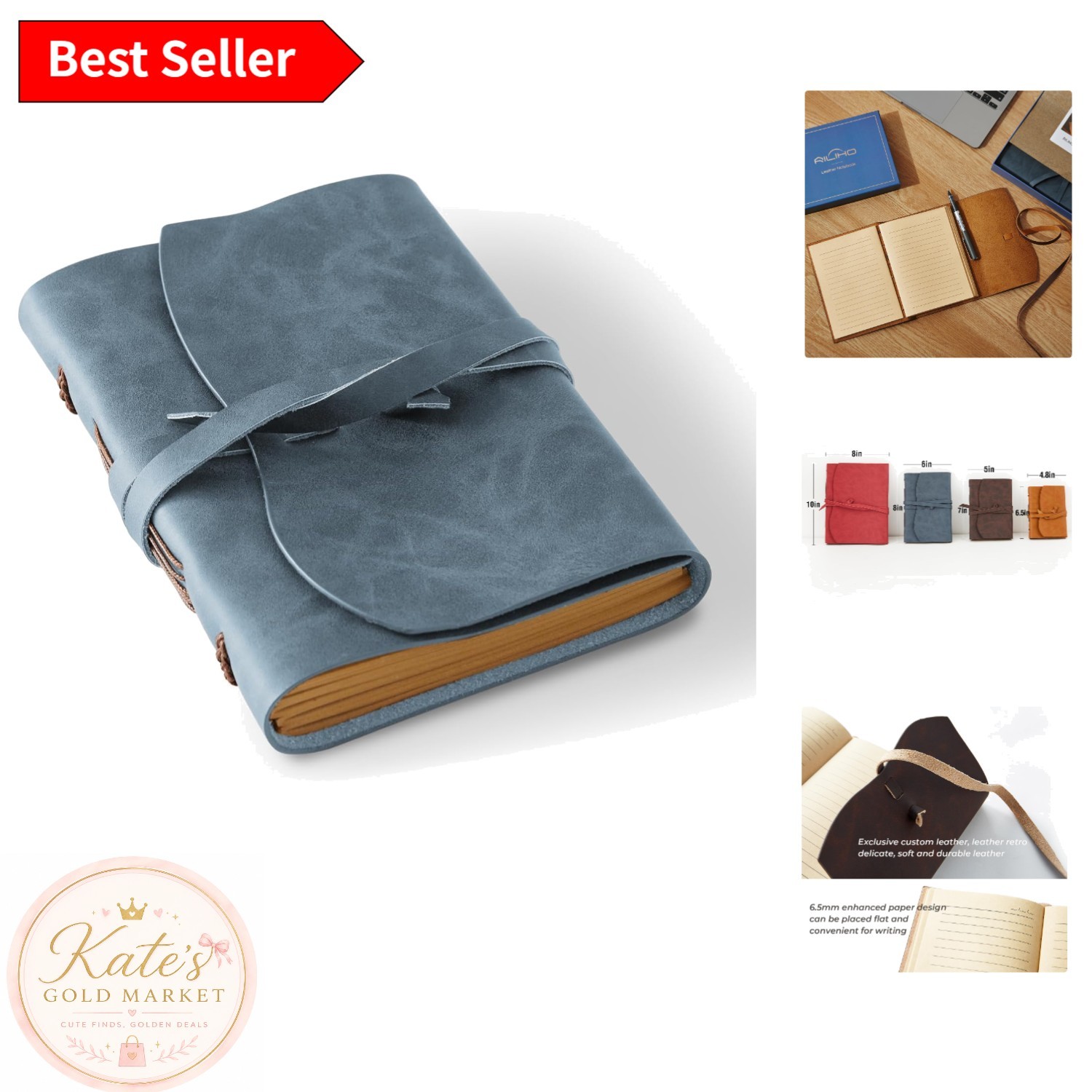 Handcrafted Mini Leather Notebook 4.8×6.5 – Perfect for Travelers and Artists