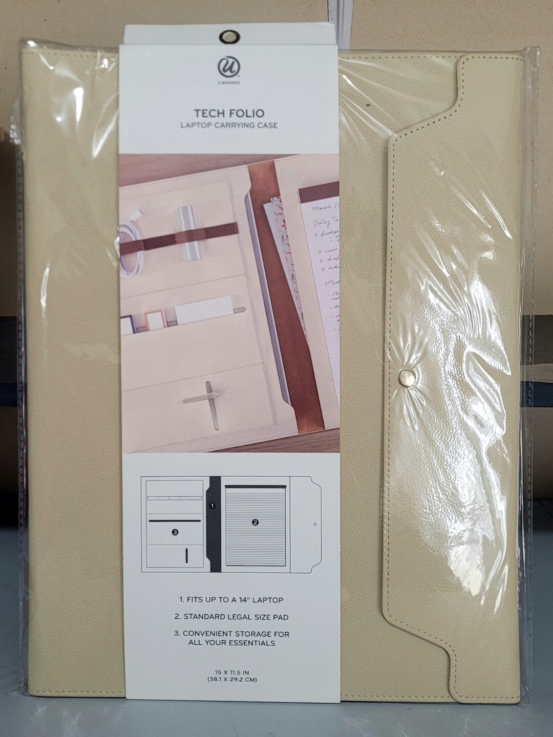 U Brands Vegan Leather Tech Folio – Cream