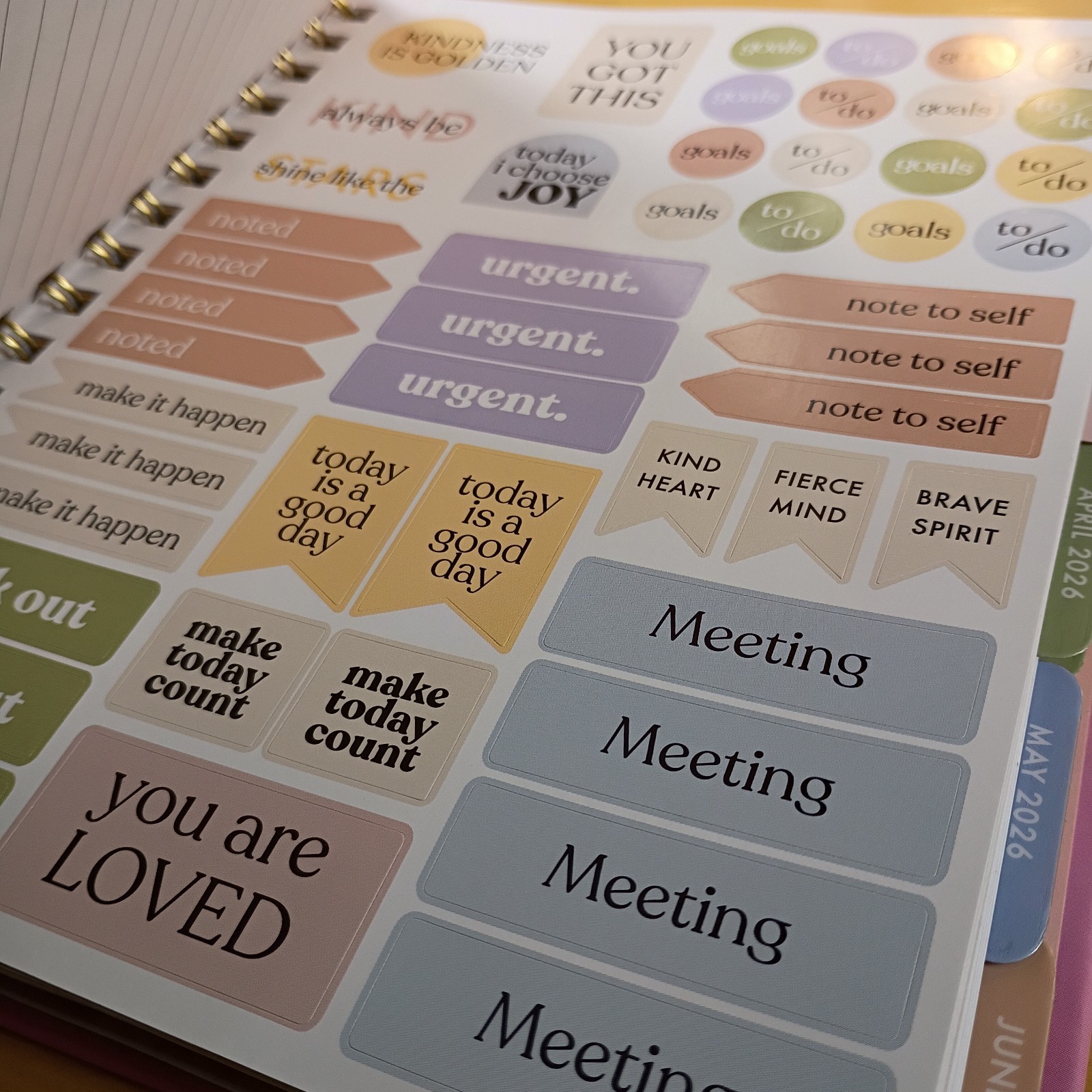 ÉCCOLO 2026, 12 Month Weekly Planner,Stickers, 7 X 8 3/4 In. Be True To You. New