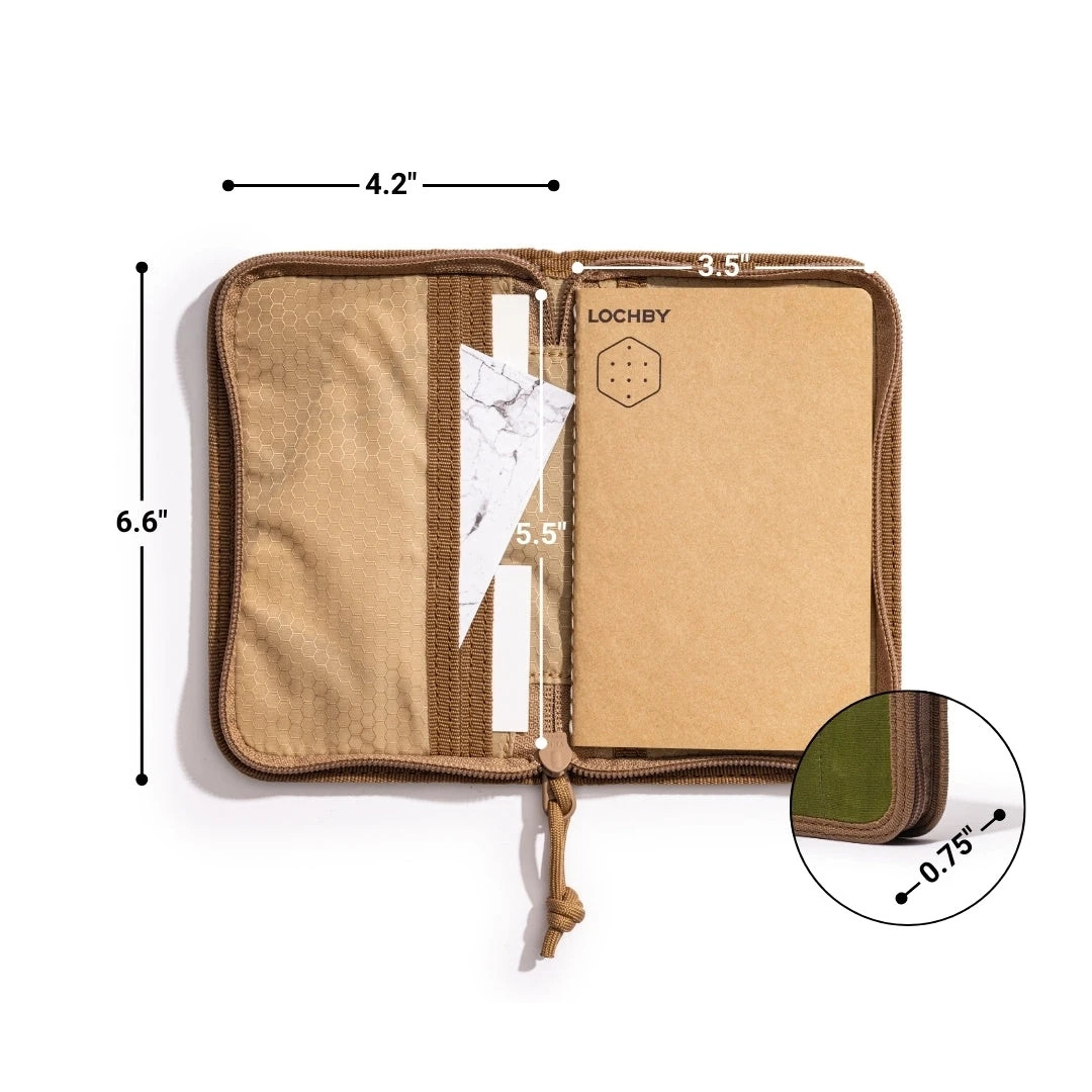LOCHBY Pocket Journal Olive Green |Notebook Cover | Water Resistant Waxed Canvas