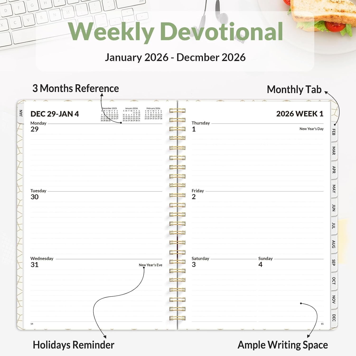 2026 Planner, Weekly and Monthly Calendar Planner, January 2026-December 2026…