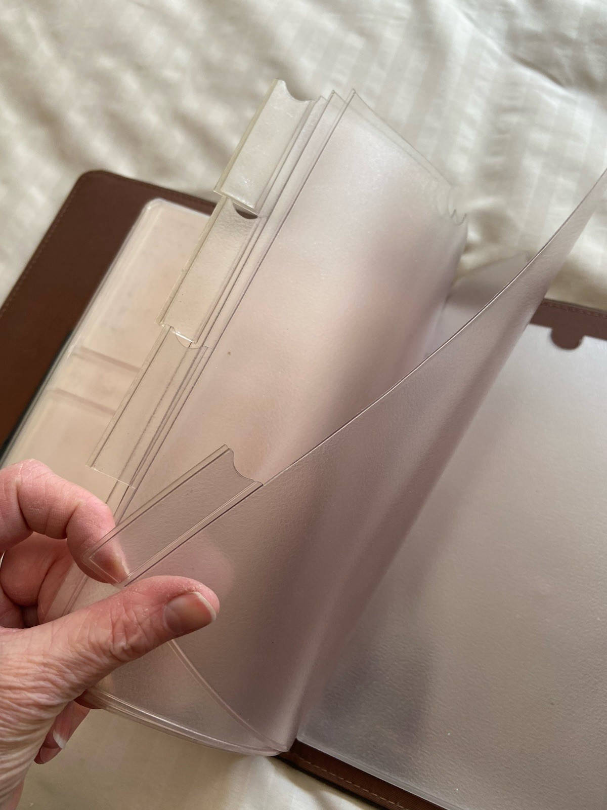 Vintage Brown Fabric Day Timer 7 Ring Classic Planner Binder Open Organizer