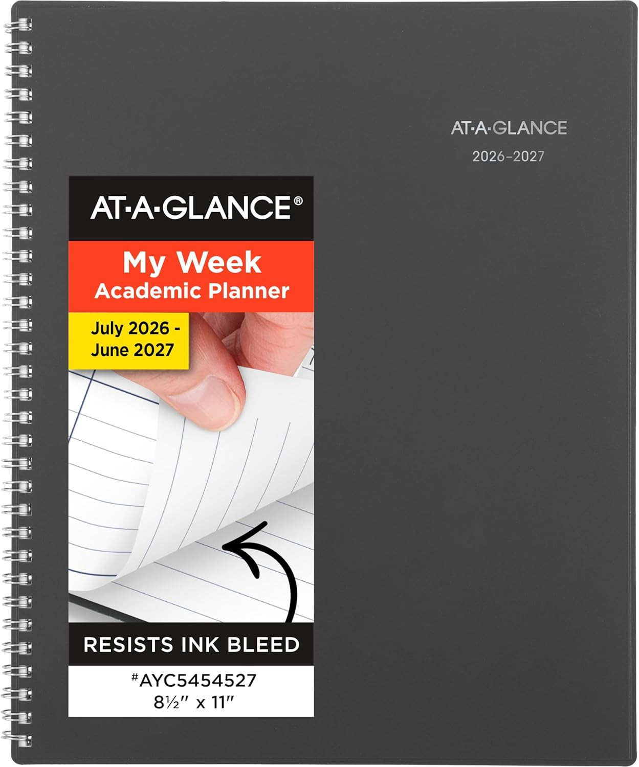 2026-2027 Academic Planner, Weekly & Monthly, 8.5″ x 11″, Charcoal