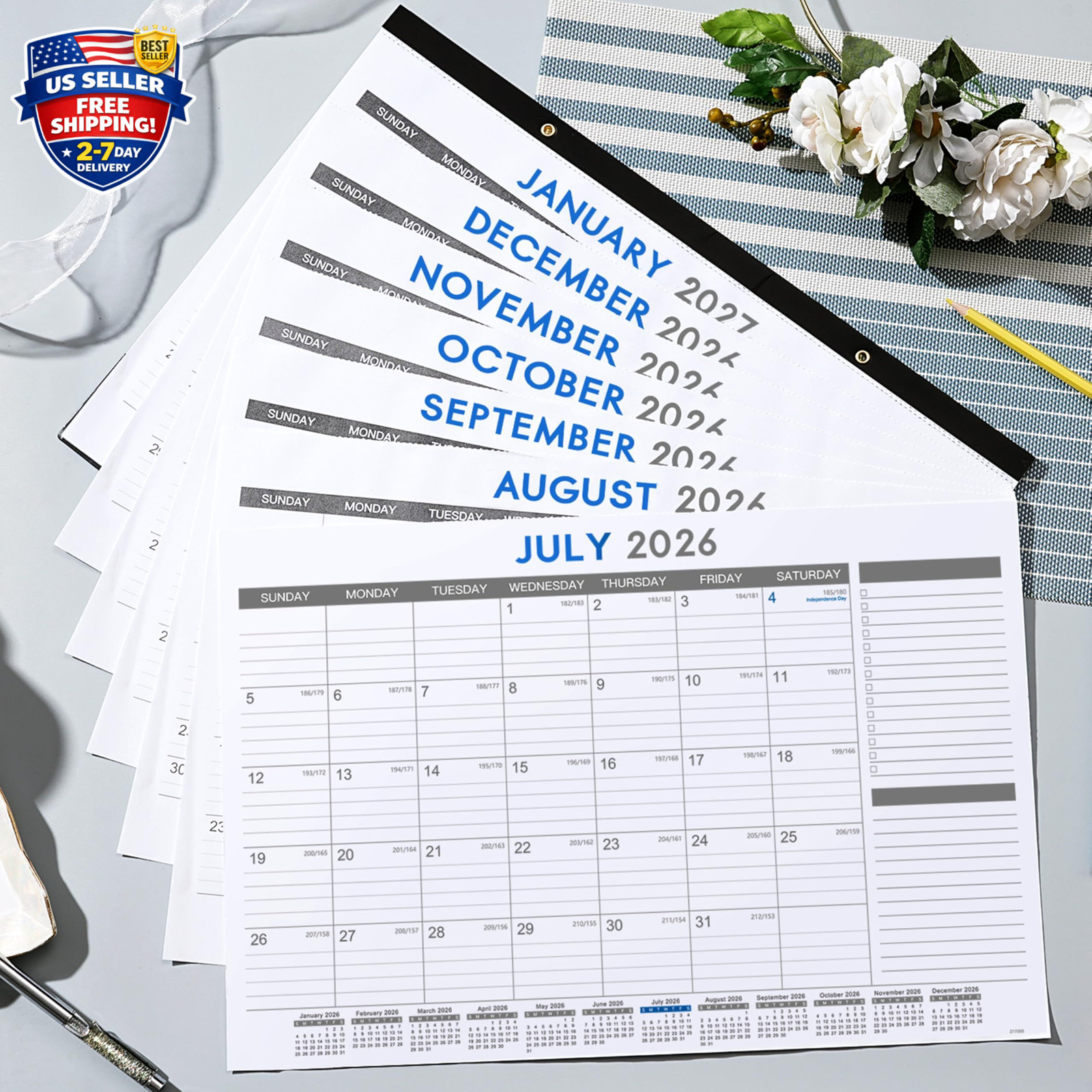 2026-2027 Large Desk Calendar Pad, 18-Month (17″ x 12″) with Corner Protectors