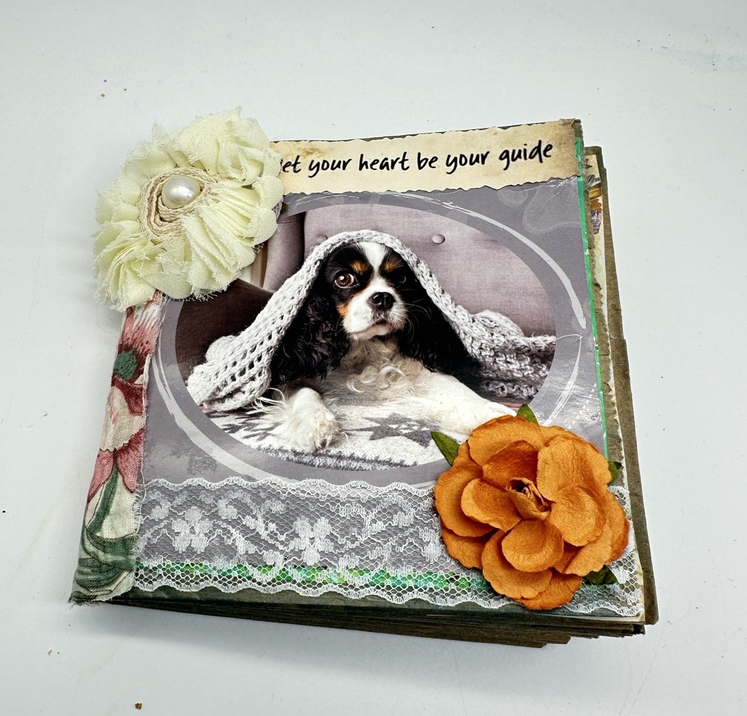 Hand Made Junk Journal Let You Heart Be Your Guide Theme Coffee Dyed Paper