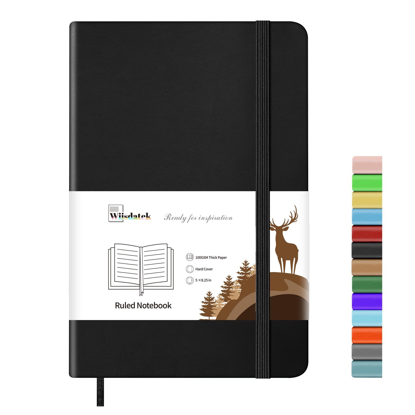 Notebook Journal, Lined Leather Hard Cover,100Gsm Thick Paper with Inner Pocket