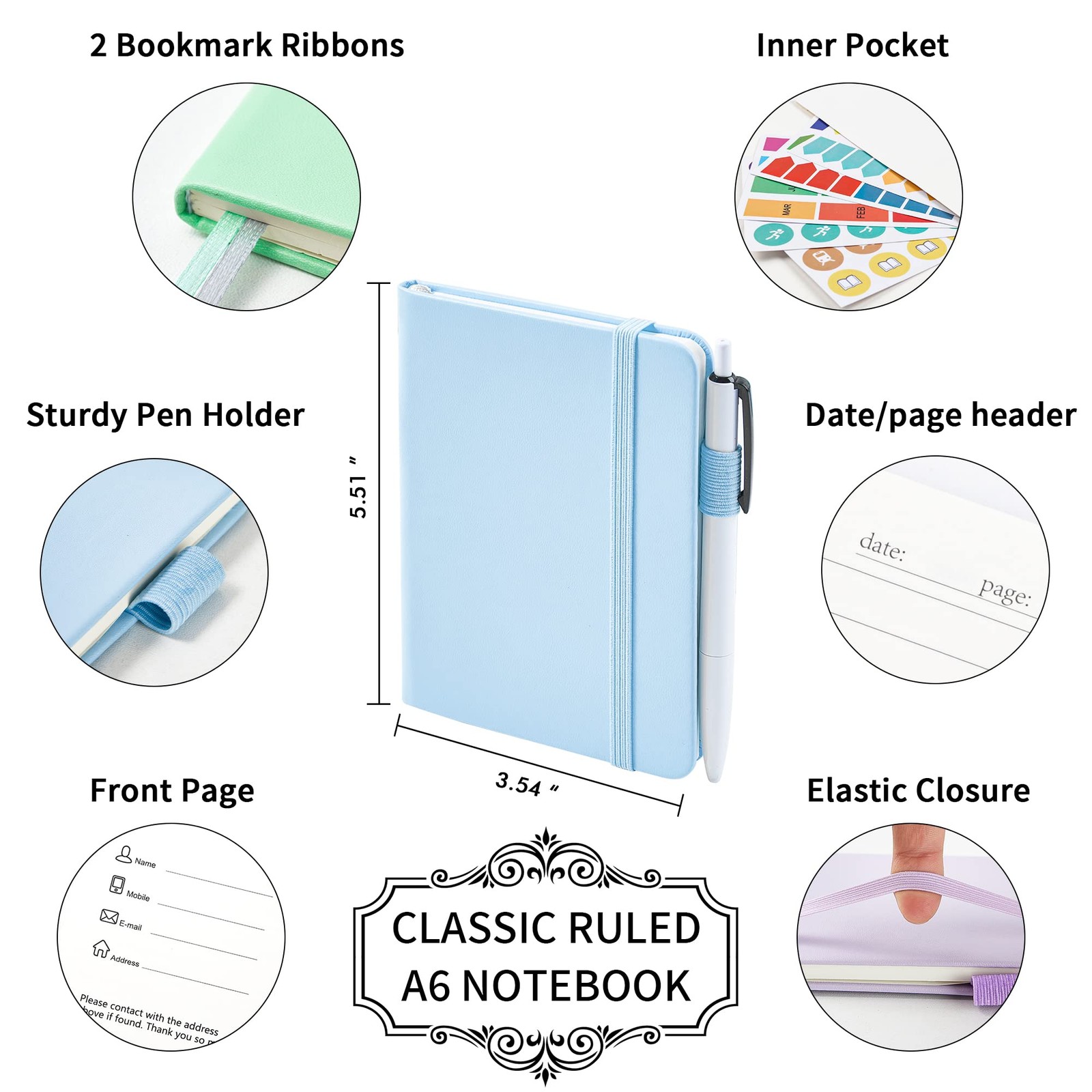3 Pack Pocket Small Notebook Journals, Mini Cute Hardcover College Ruled Note…
