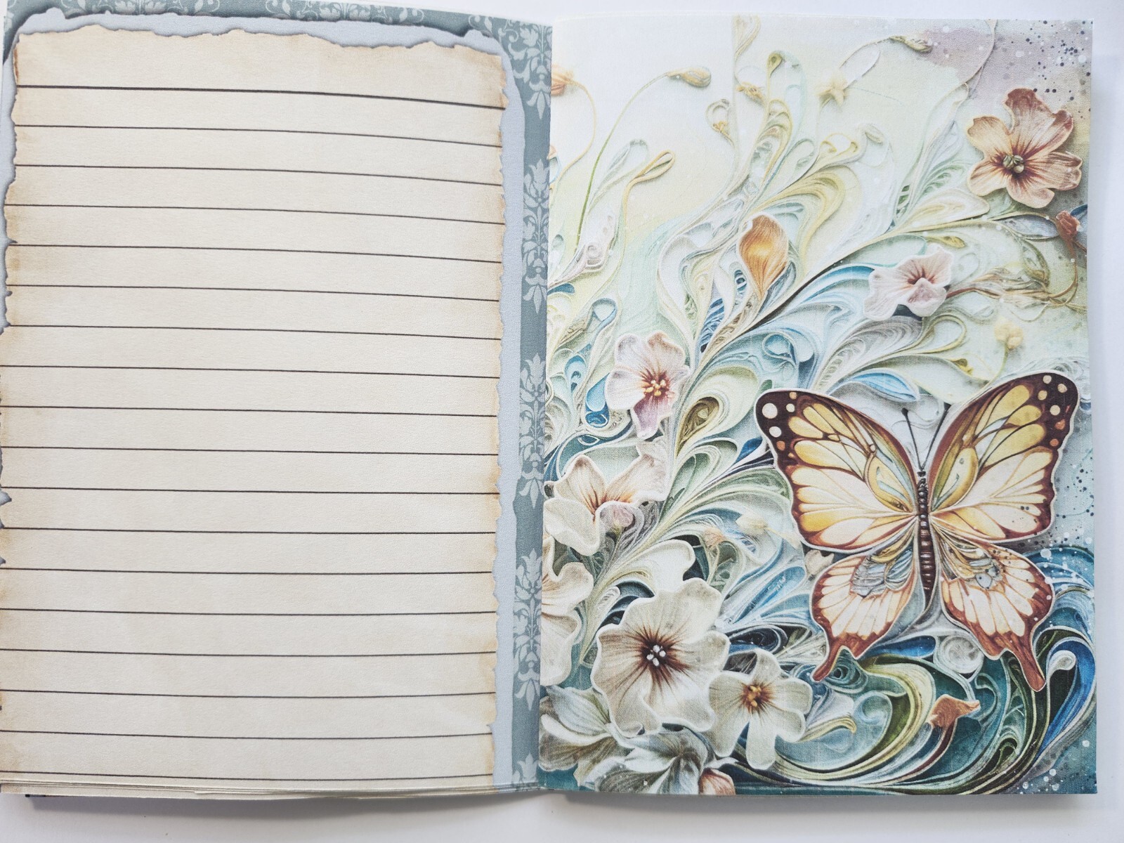 Junk Journal Booklet “BEAUTIFUL BUTTERFLIES” HANDMADE Cards, Pockets, Ephemera