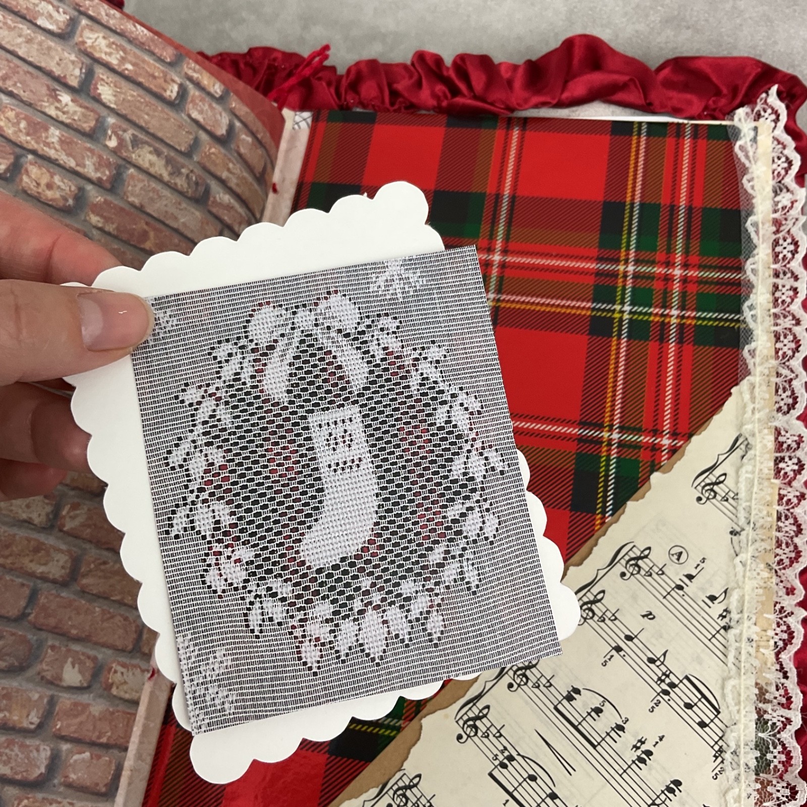 Handmade Christmas Junk Journal – 86 pages mixed media art book – quilted plaid