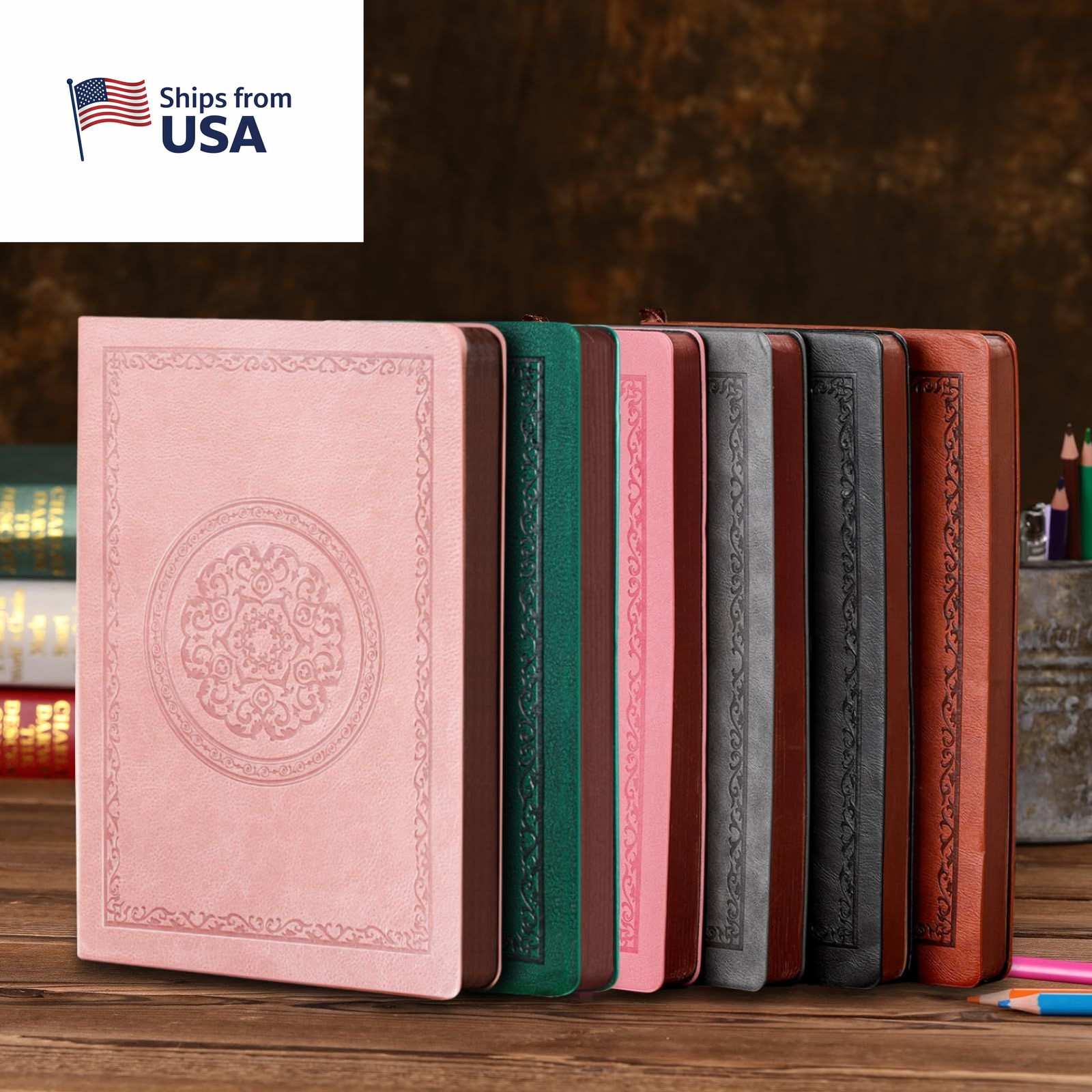 Fetinar Leather Vintage Journal Notebook,300 Pages,Leather Softcover Black