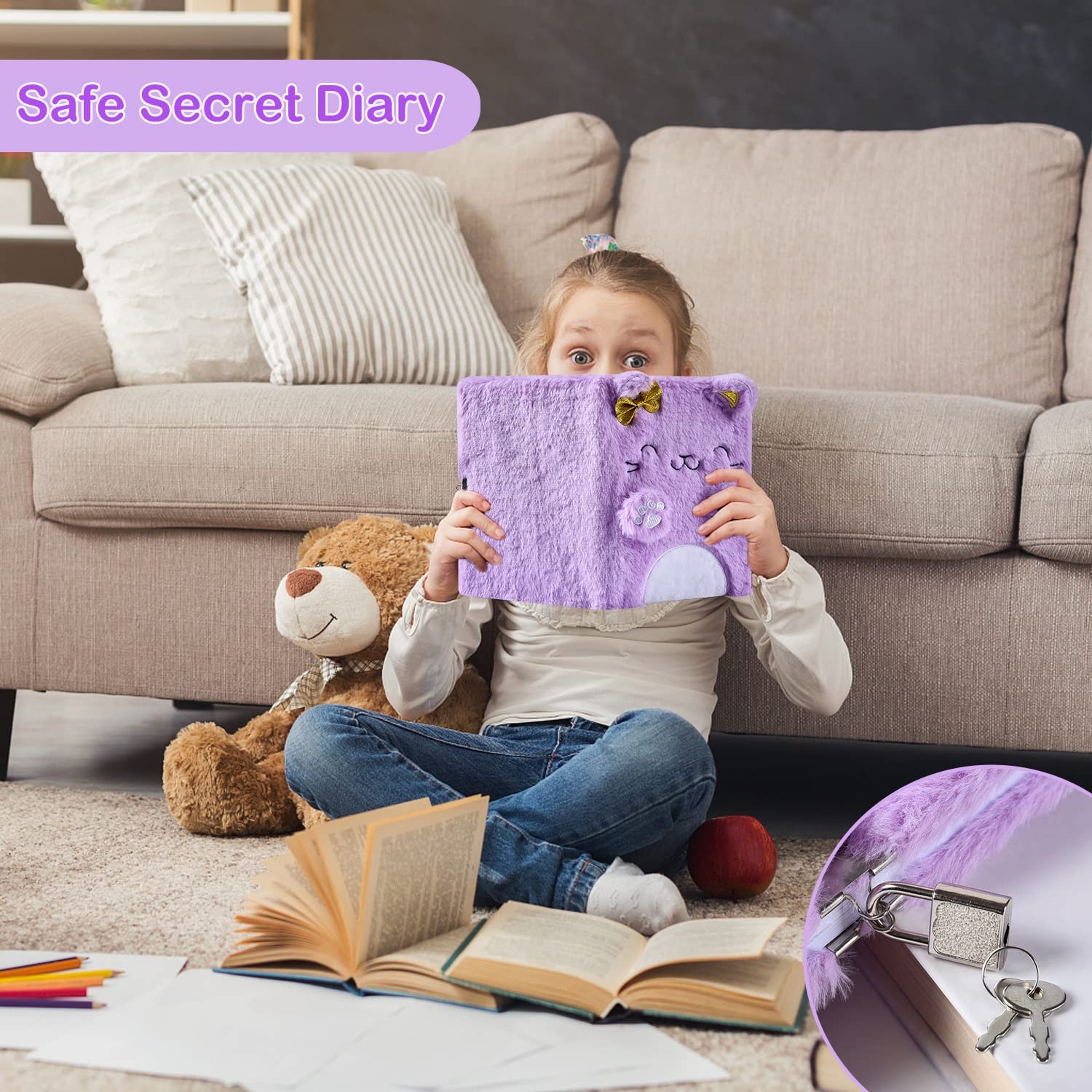 PJDRLLC Diary for Girls with Lock and Keys, Kids Journal Travel Notebook for …