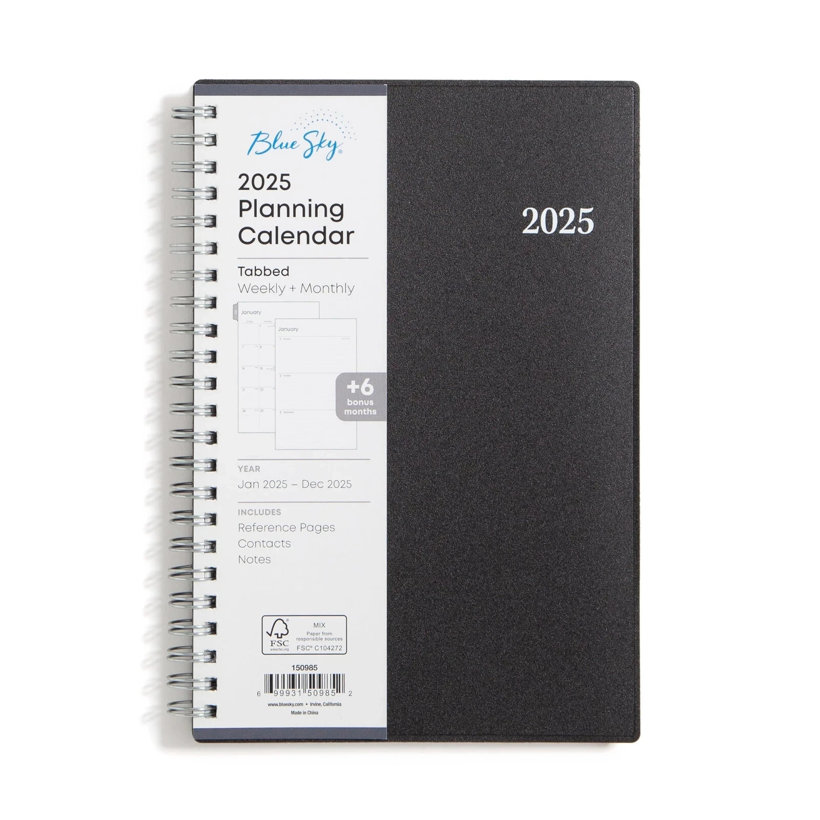 Blue Sky 2025 Weekly/Monthly Planner January-Dec 2025 Flexible Cover 5×8