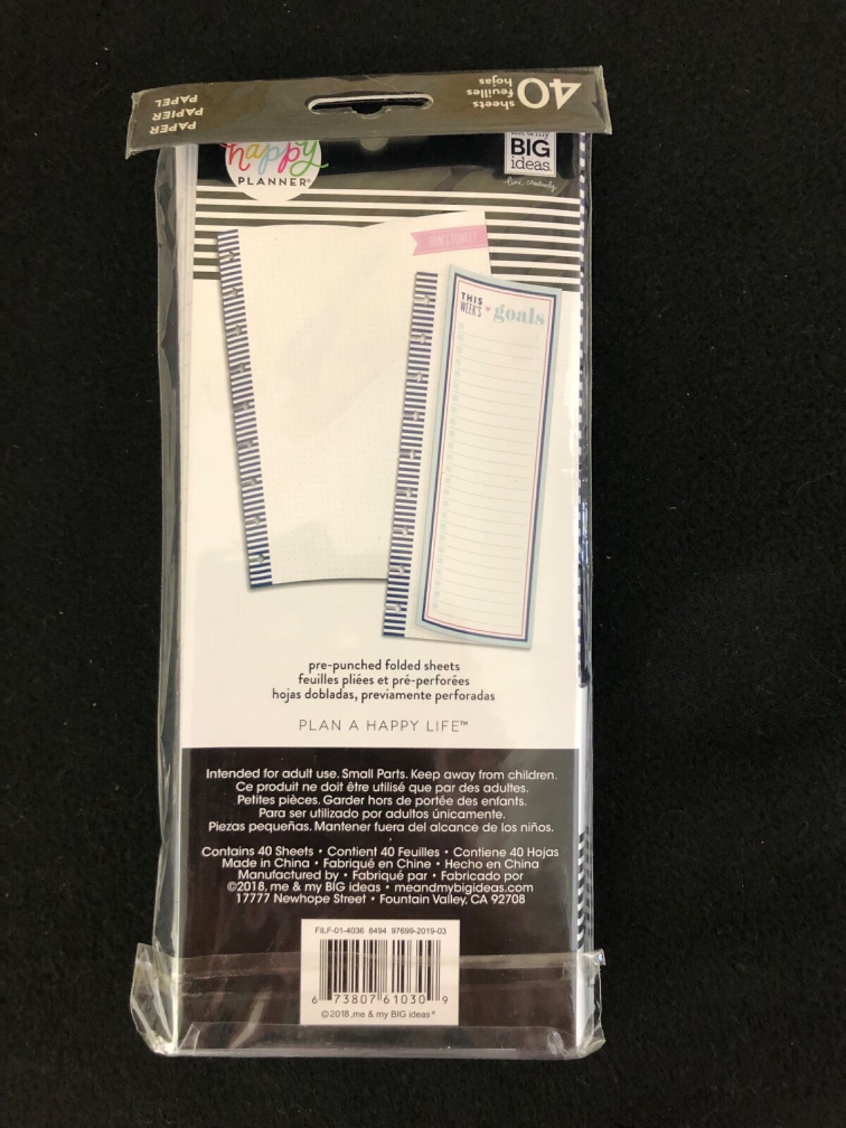 Happy Planner Classic Size This Week’s Goals Folded Inserts