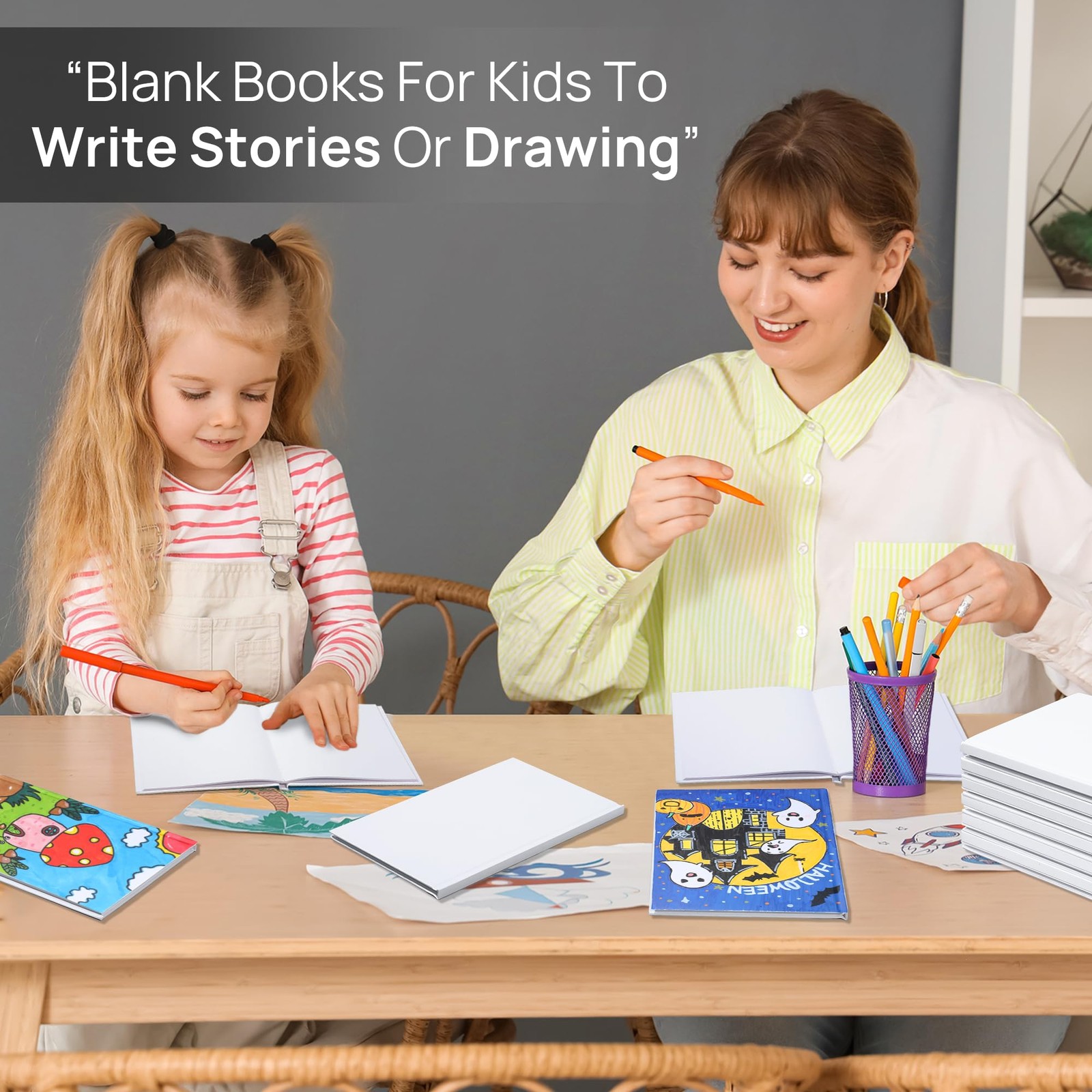 6 Pack Hardcover Blank Book,100GSM White Books for Kids