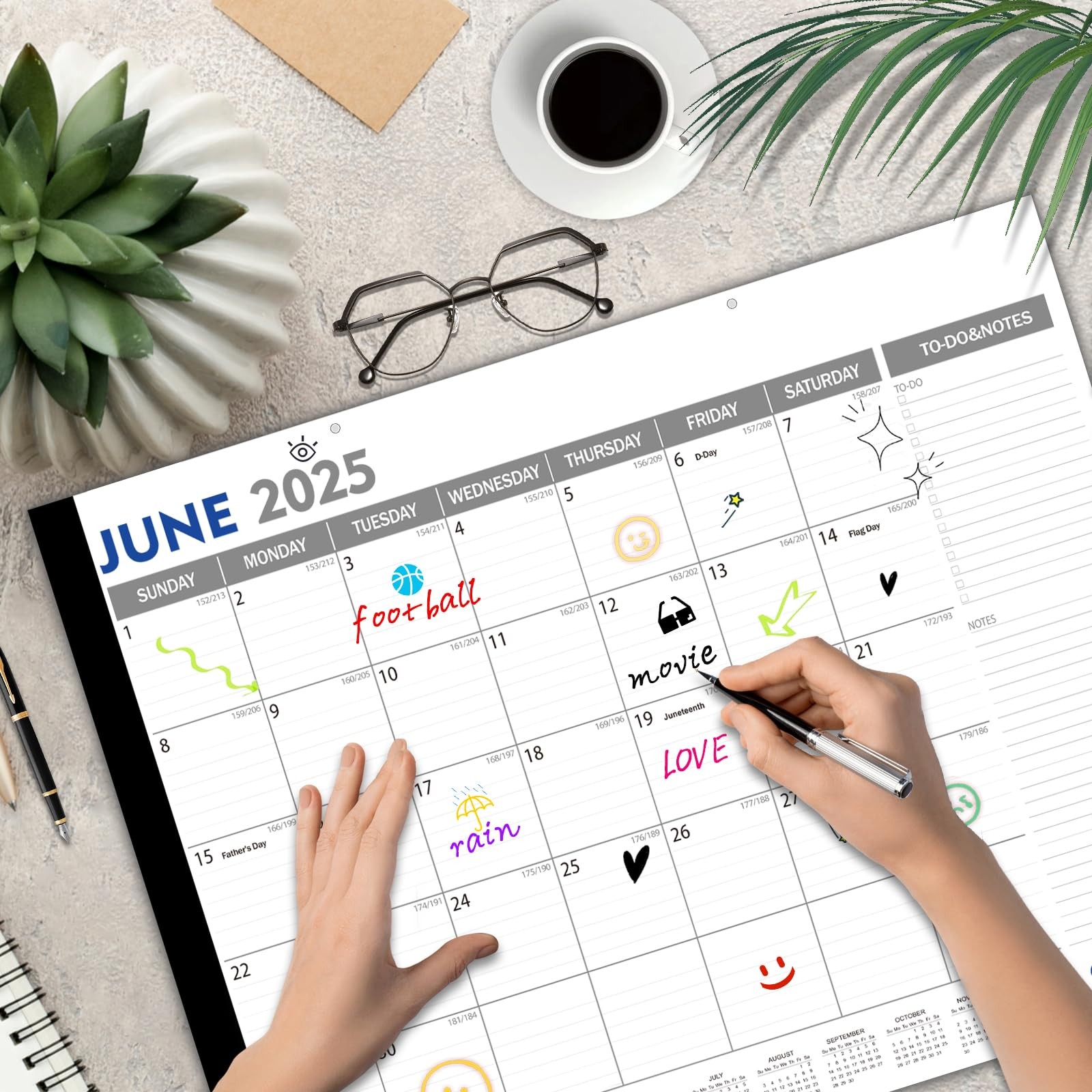 GuassLee Desk Calendar 2025 Large 22″x17″, 2025-2026 White