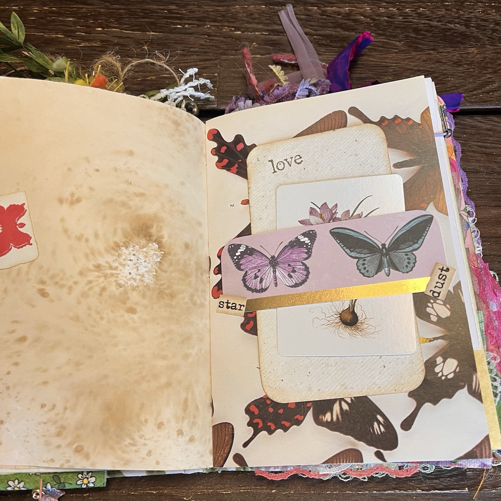 Butterfly Junk Journal Faith Floral Nature Flowers Softcover Decorated 3 Sig