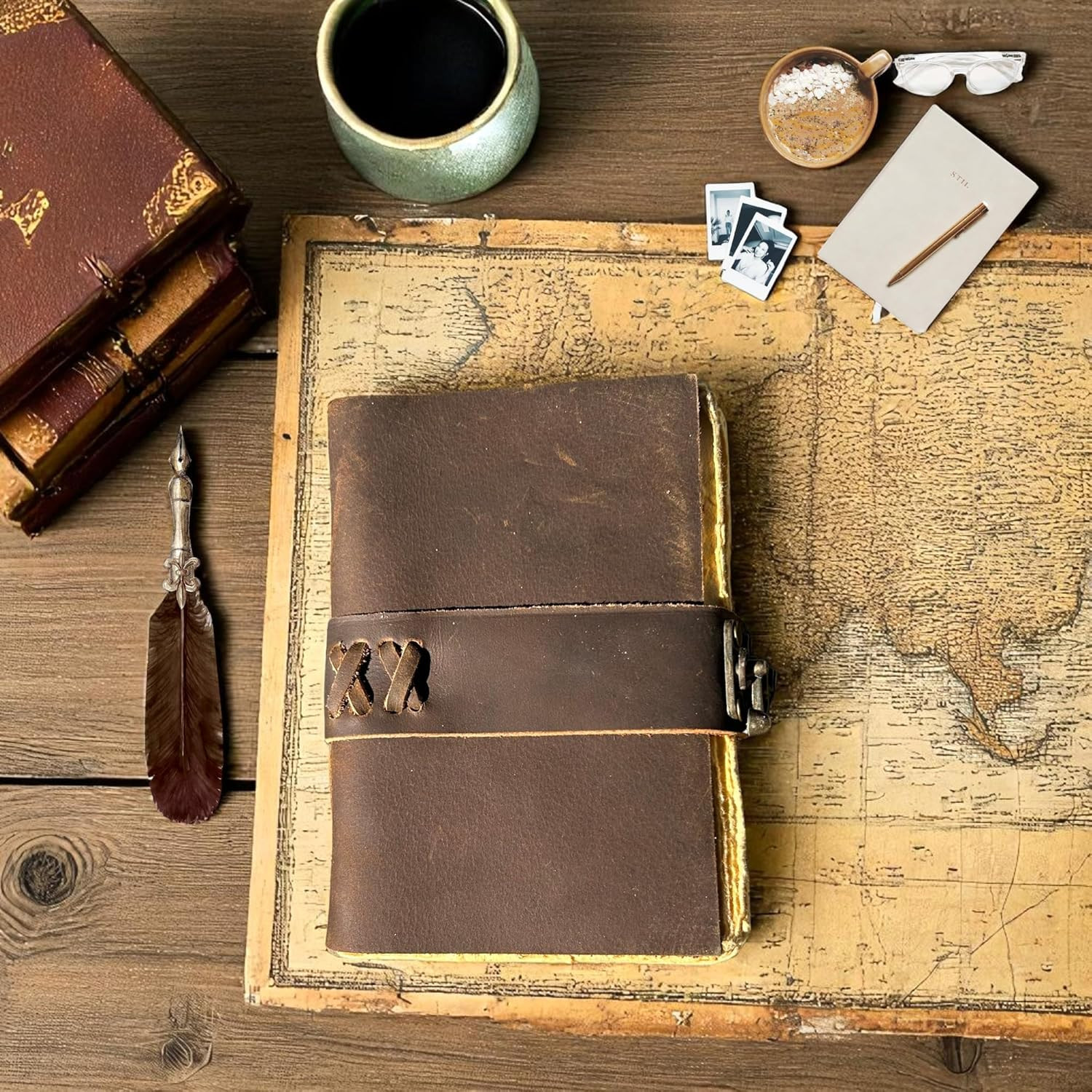 Small Vintage Leather Journal – 4″ X 6″ Book of Spell Handmade Leather Bound