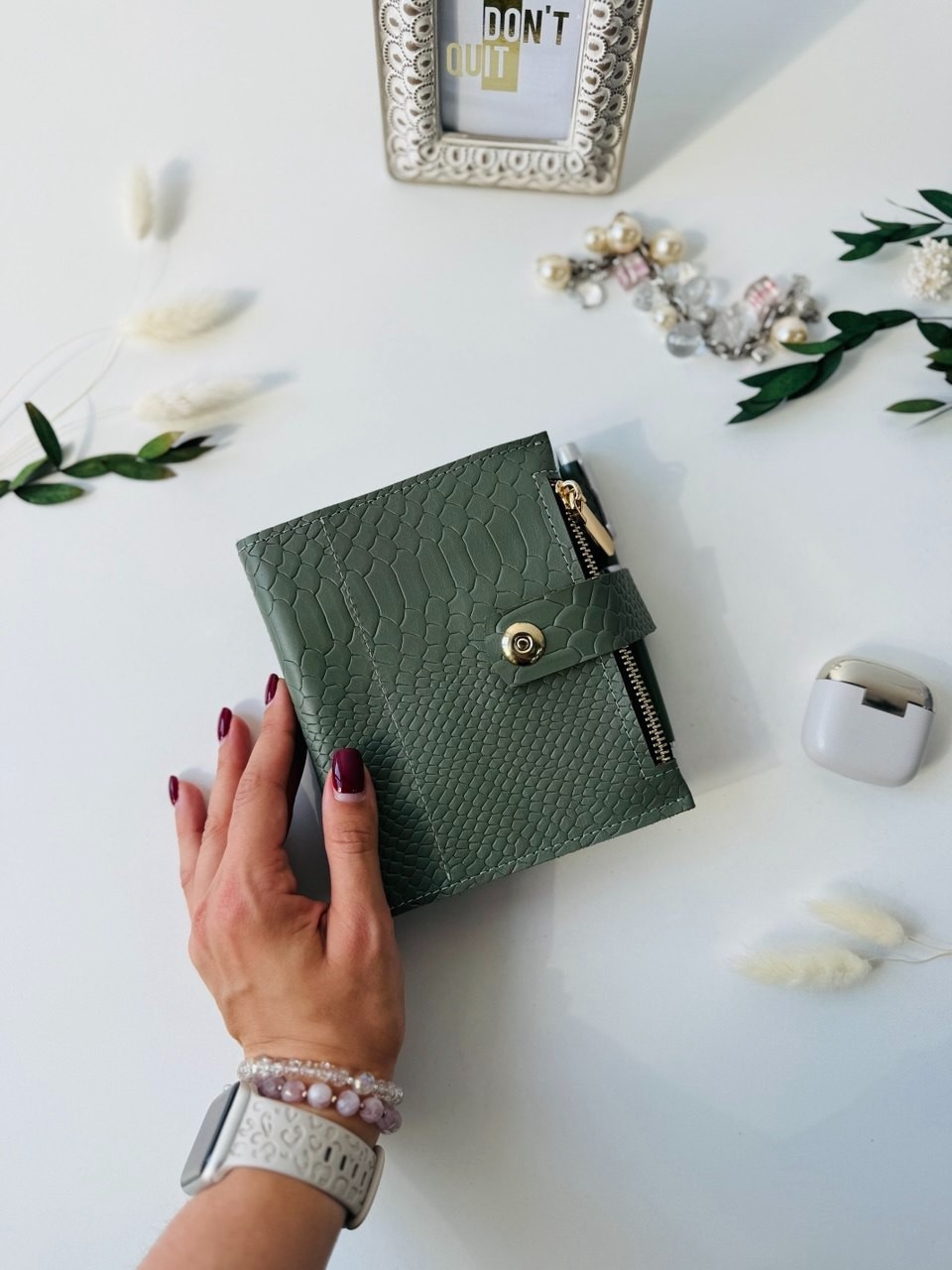 Natural Leather notebook cover A7 2 rings mini wallet. Dated 2026 planner gift.