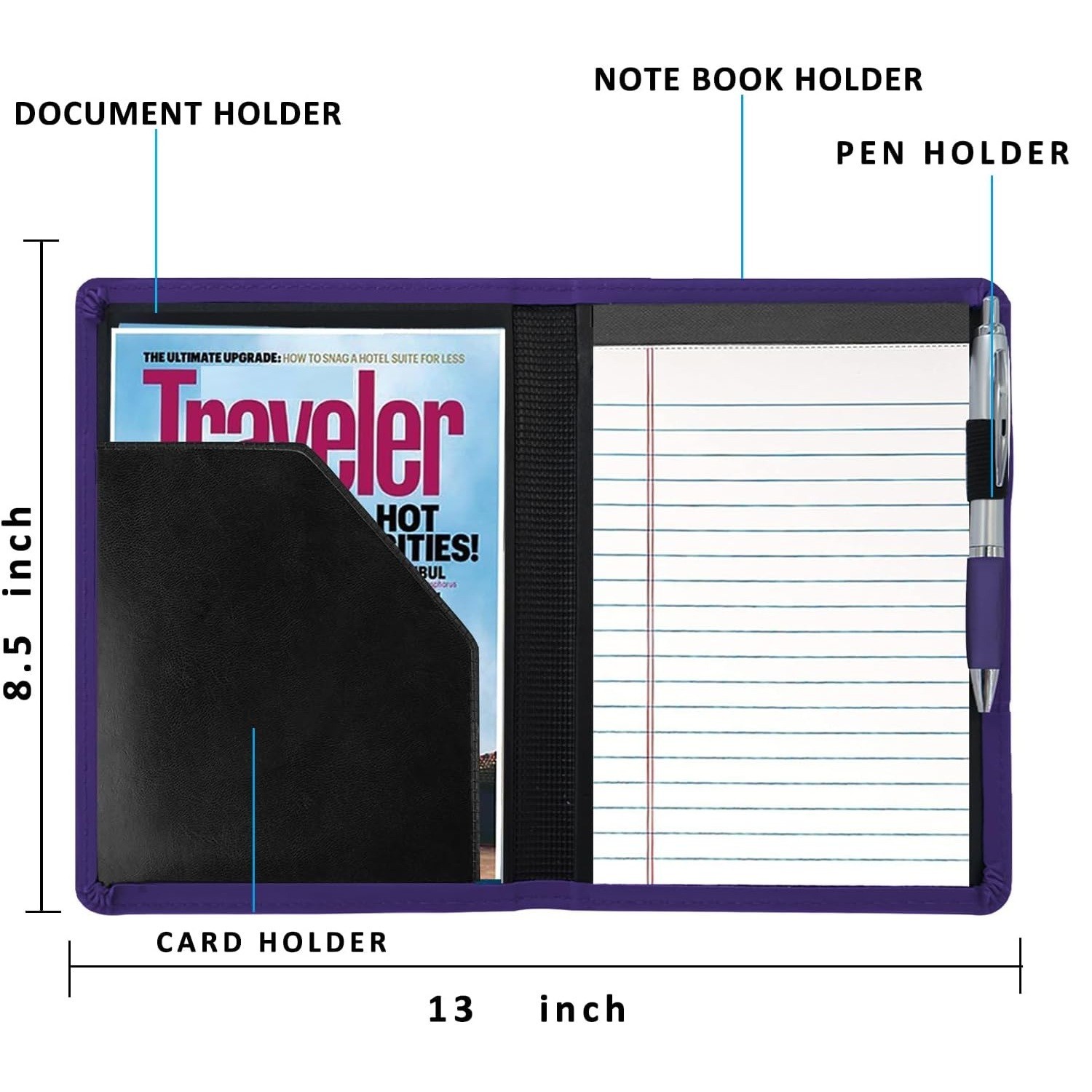Padfolio Binder A5 Document Organizer with Refillable Lined Notepad