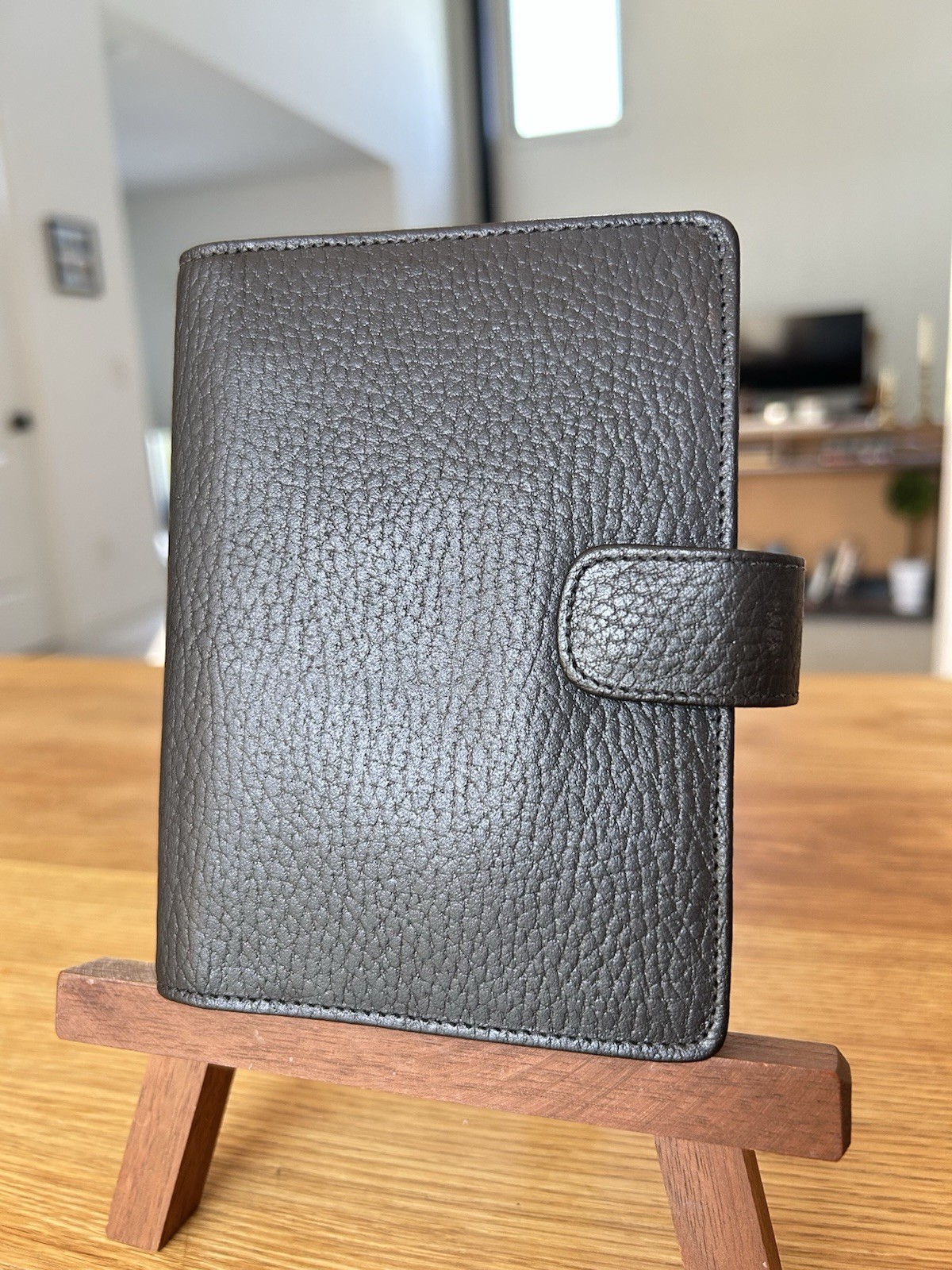 Vintage Black Leather Pocket Size 6-Ring Planner Agenda Made In England
