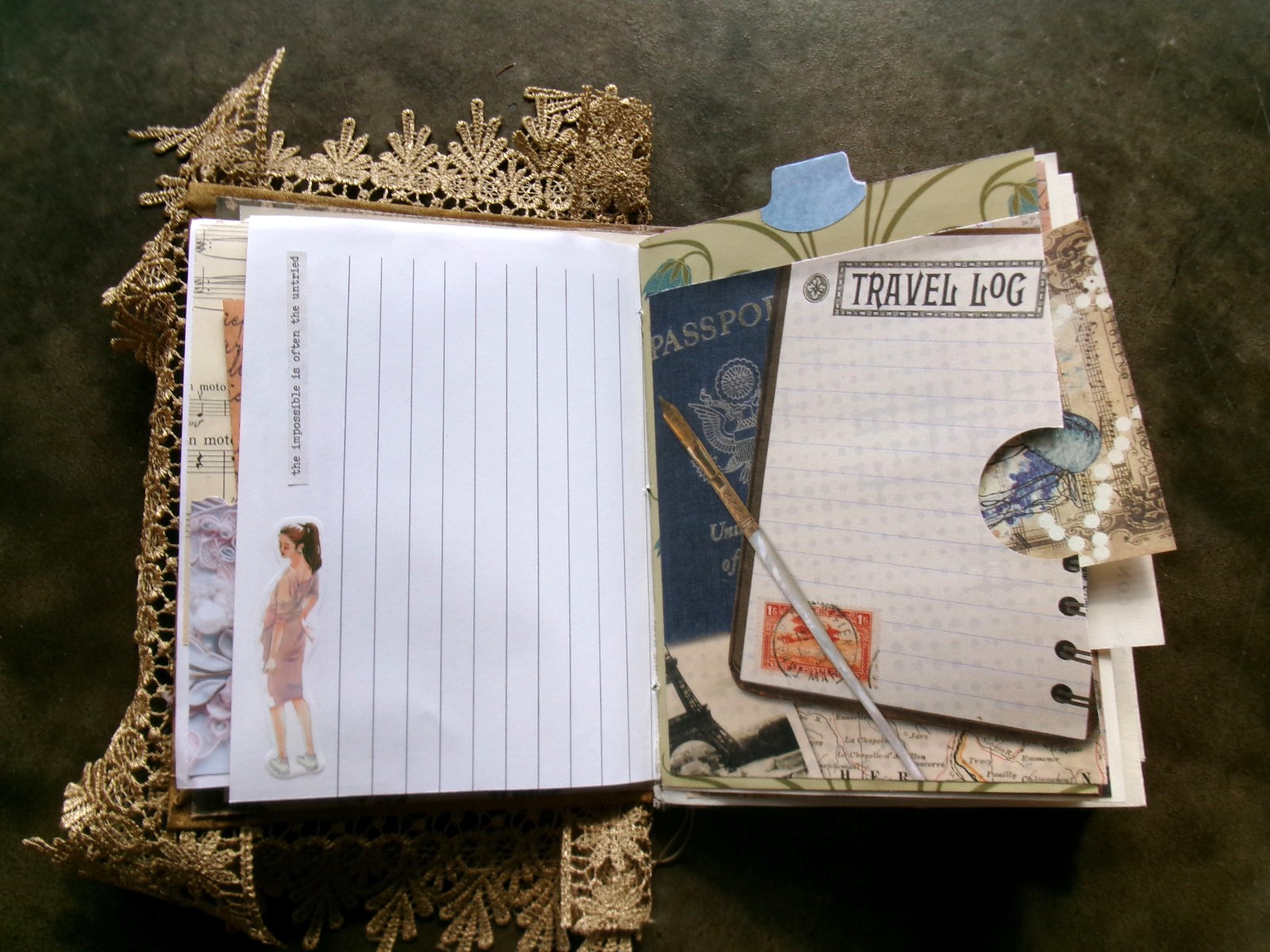TRUE VTG JUNK JOURNAL WRITING JOURNAL JOURNAL “HEADS UP” POCKETS TUCKS