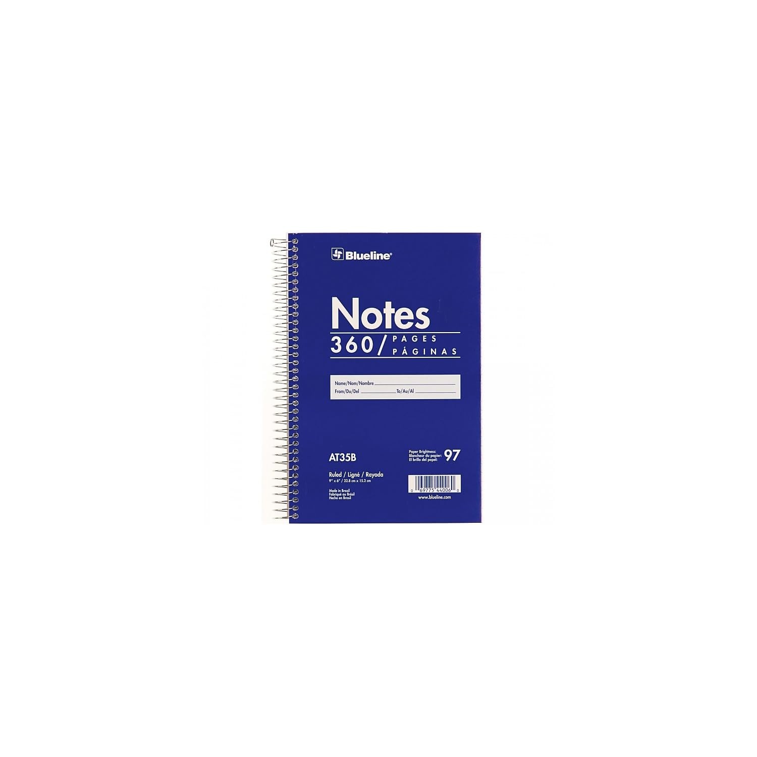 Blueline Steno Pad/Note Pad, Spiral Binding with Flexible Blue Cover, 9