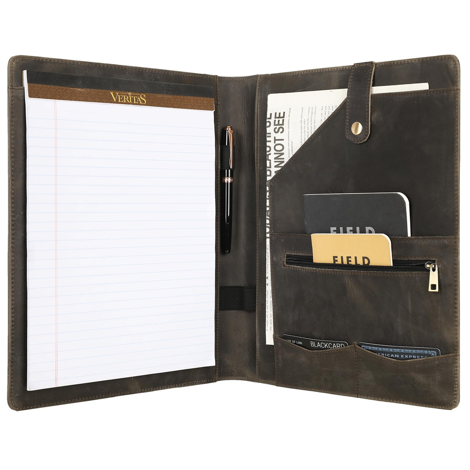Personalized Leather Padfolio for Lefty, Business Portfolio Binder with Notepad
